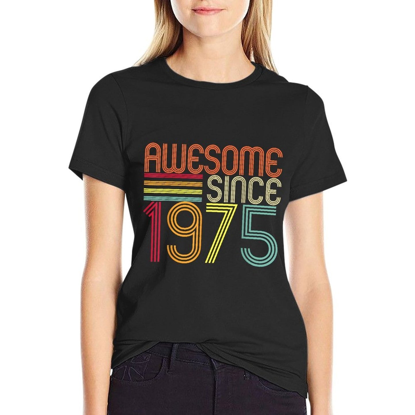 50 Years Old Awesome Since 1975 50th Birthday Men Women Rolled Sleeves T-Shirt