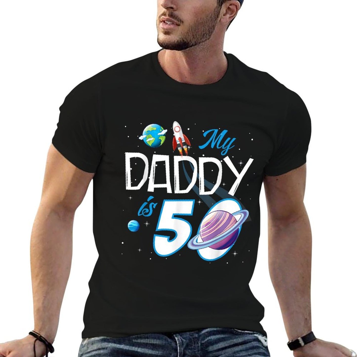 My Dad Is 50 Years Funny Daddy Father 50th Years Birthday High-quality Stitching T-Shirt