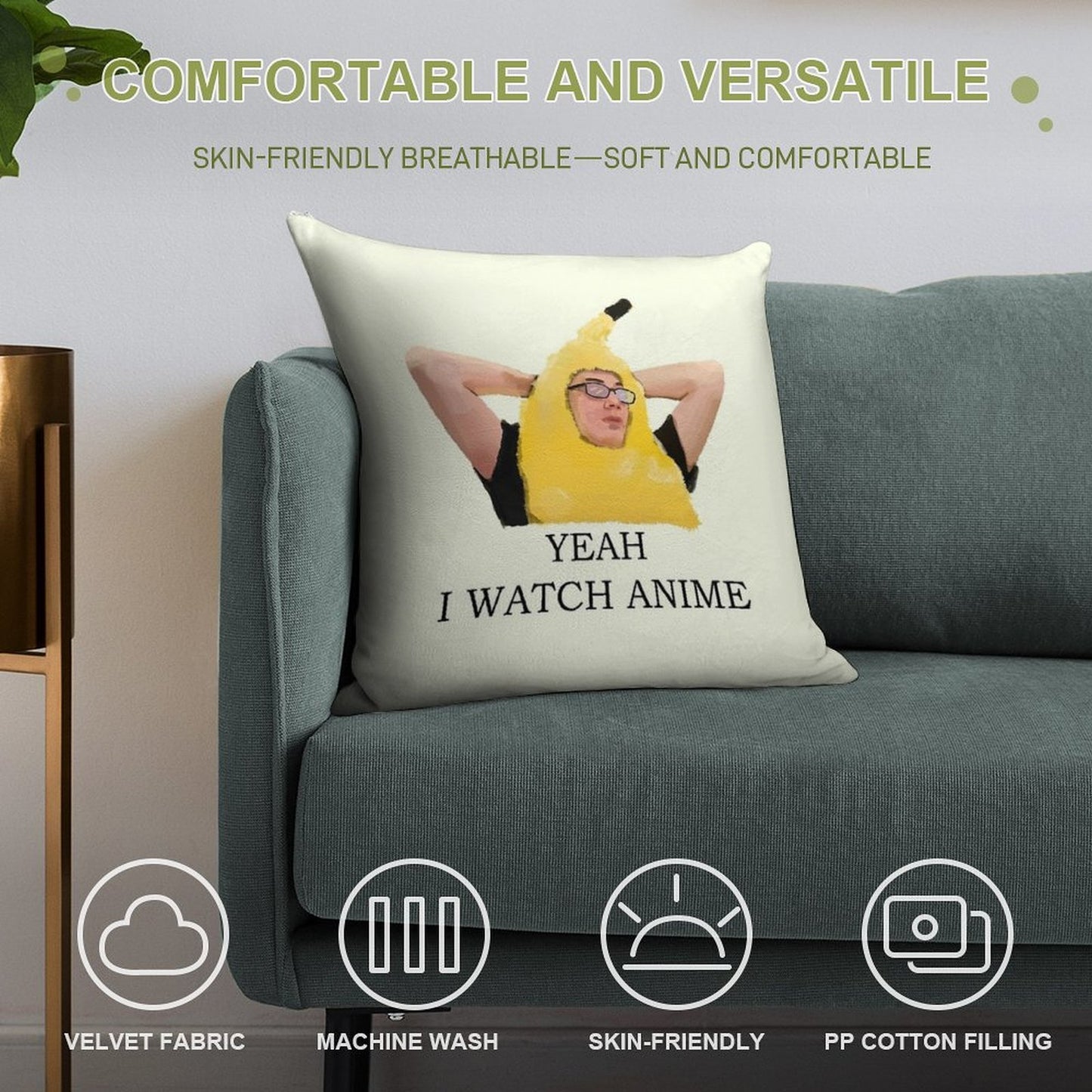 Copy of Discord Moderator - Yeah I Watch Anime Soft Style Accent Throw Pillow