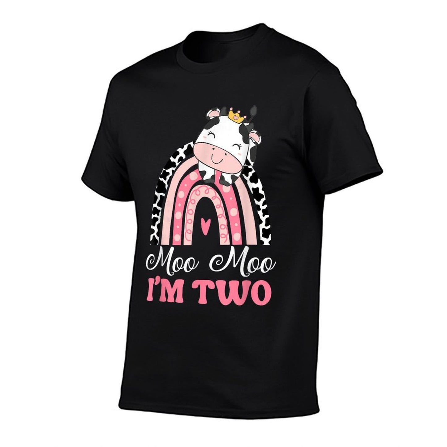 Moo Moo Im Two Birthday Girl Outfit 2nd Bday For Toddler Rolled Sleeves T-Shirt