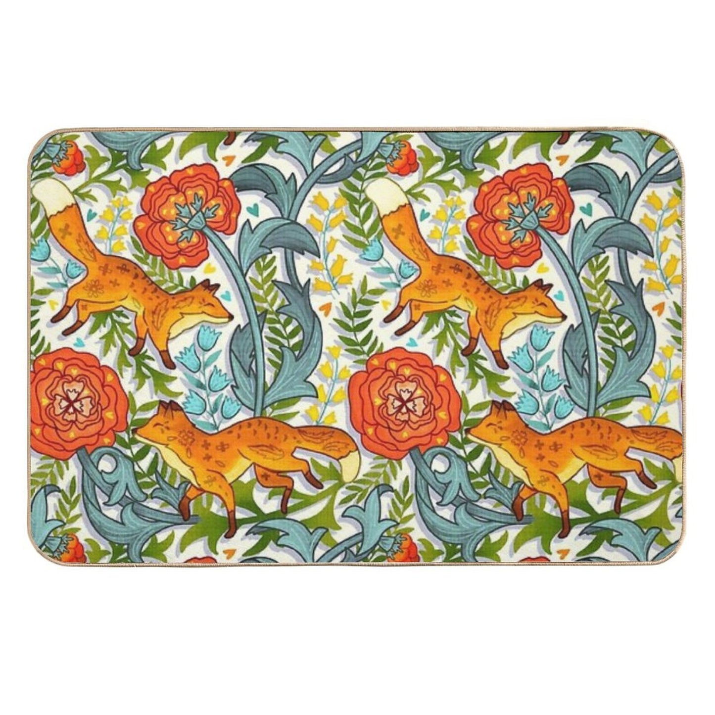 Art Nouveau Foxes Non-Slip Bath Mat