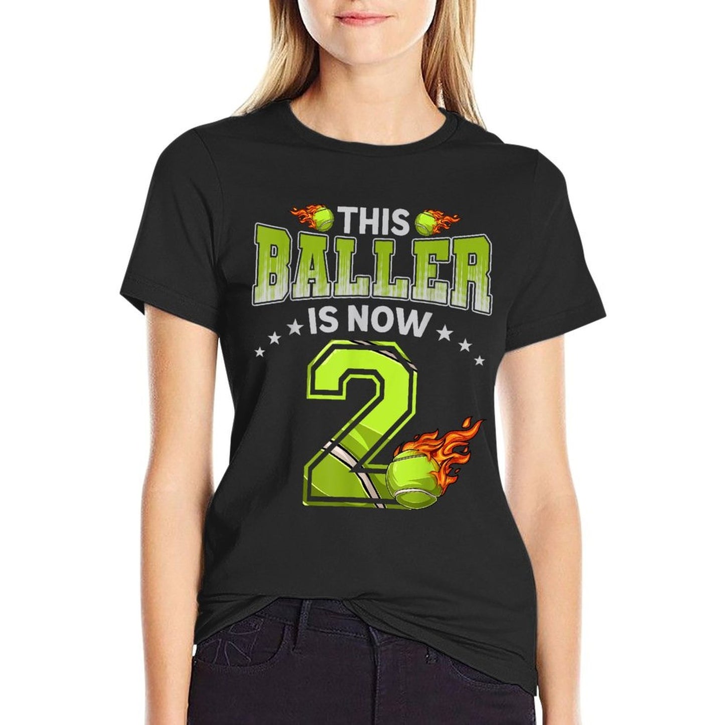 2nd Birthday Boys Tennis Player Gifts 2 Years Old Kids Boy Easy-care T-Shirt