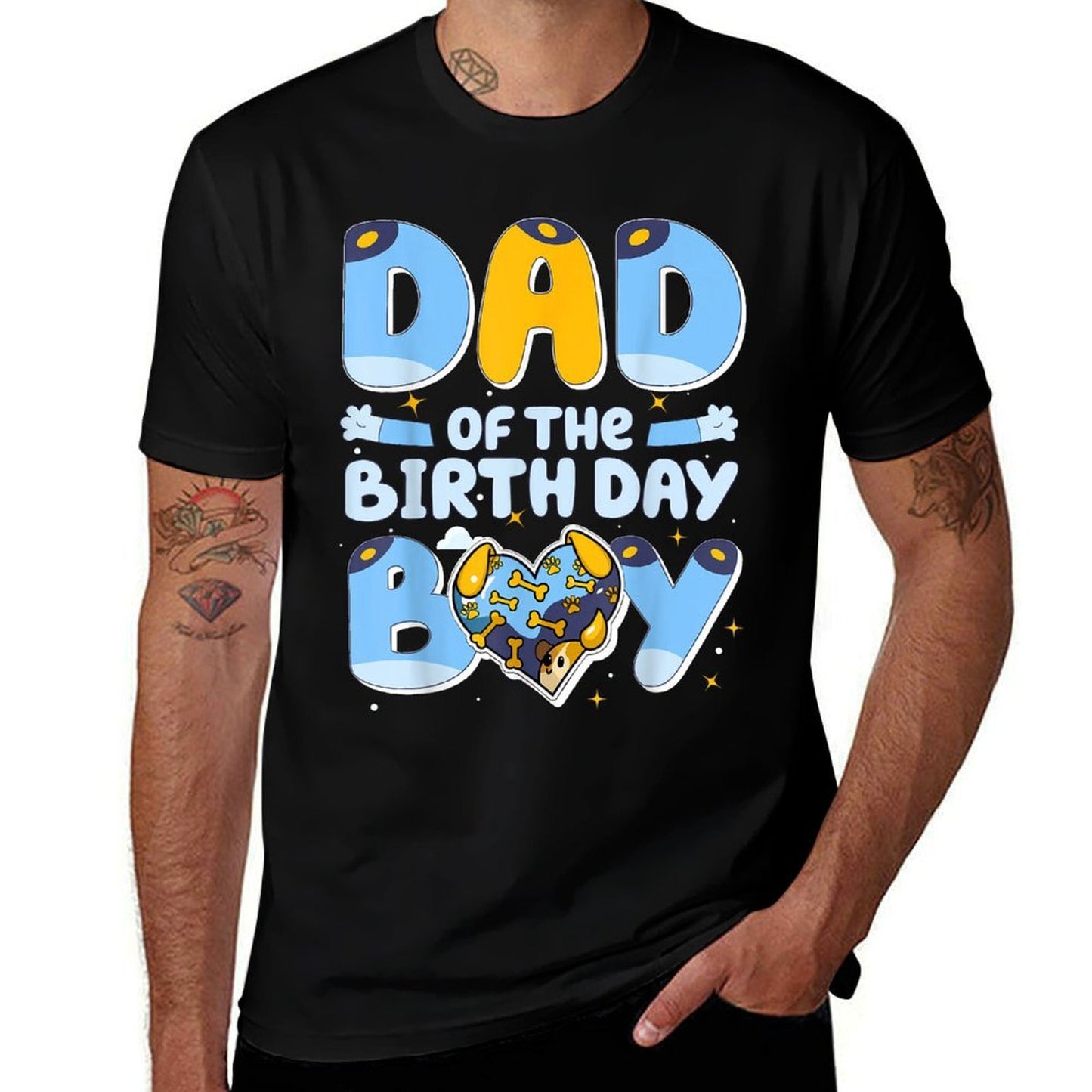 Dad Of The Birthday Boy Funny Blue Dog Family Matching Comfortable T-Shirt
