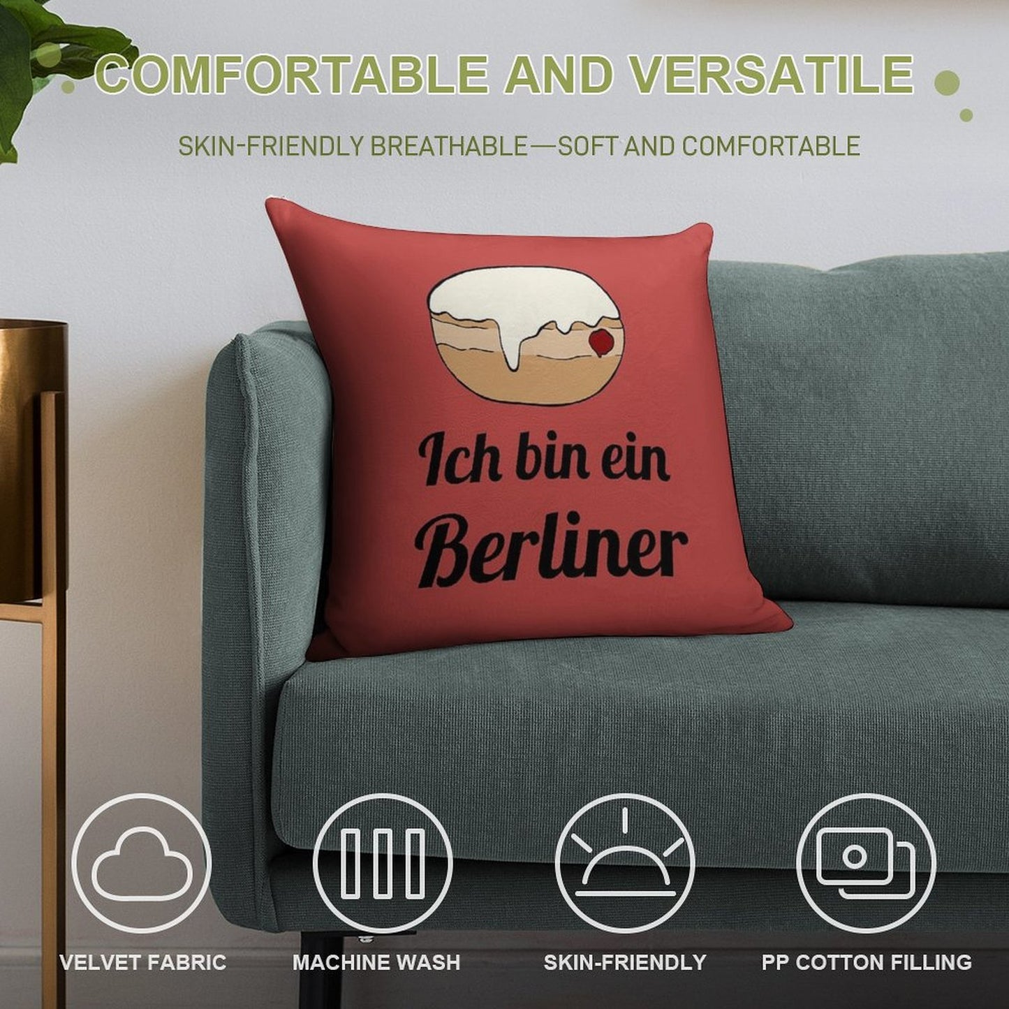 Ich Bin Ein Berliner Soft Hidden Zipper Throw Pillow