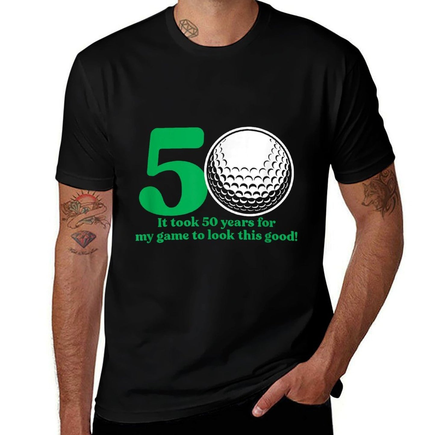 50 Year Old Golfer Golfing Quote Golf 50th Birthday Heathered Texture T-Shirt