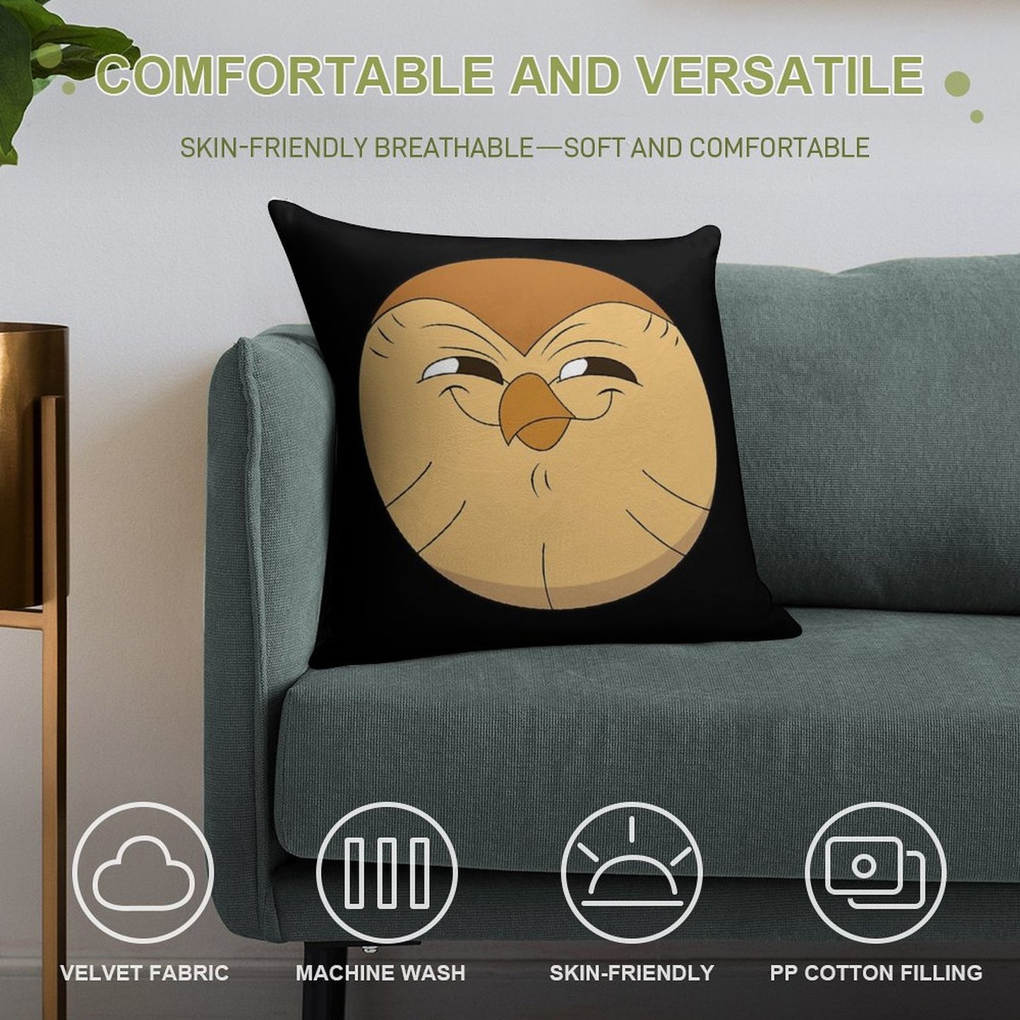 Smiling Hooty The Owl House Soft Ultra-Soft Texture Throw Pillow