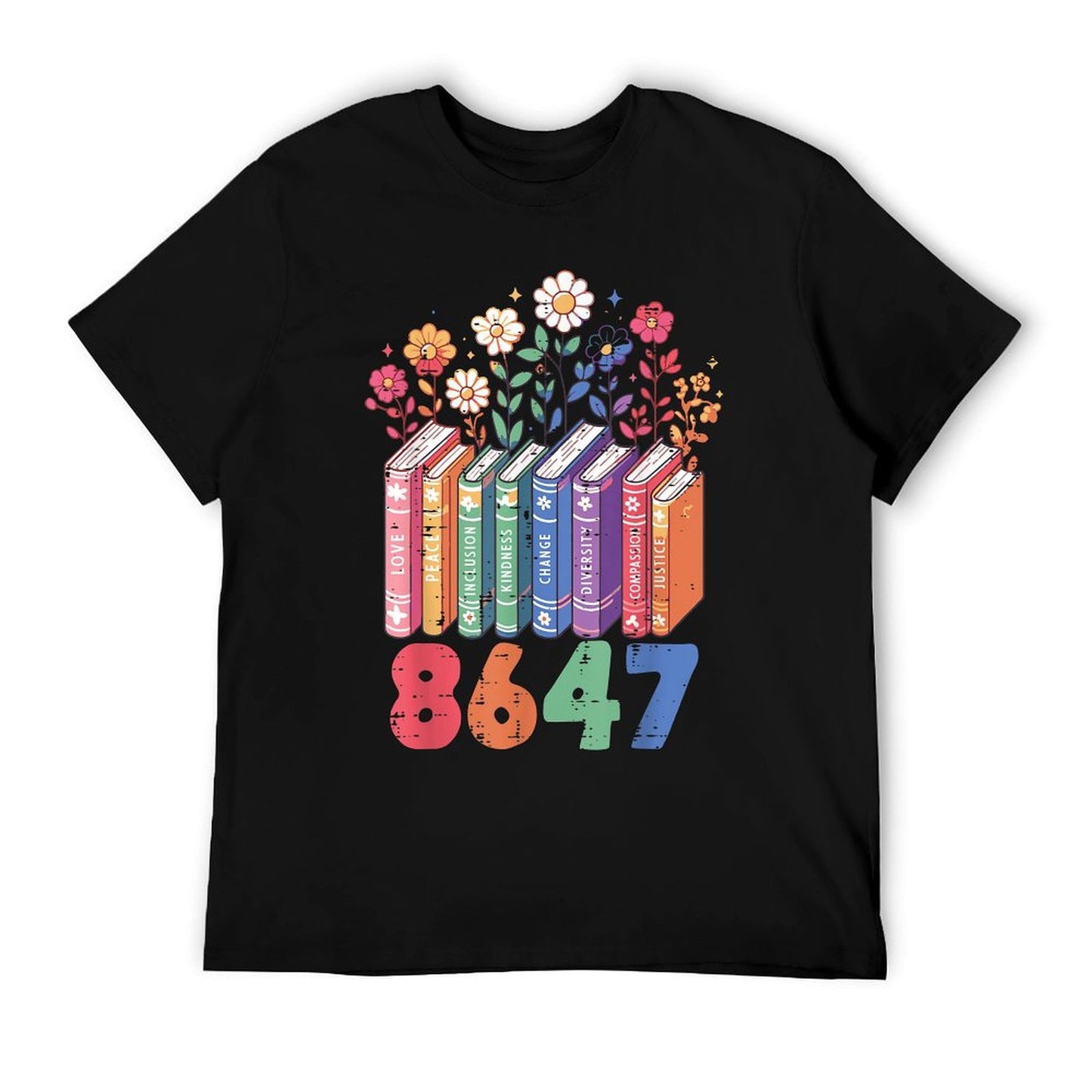 Resist 8647 Books Love Peace Protest Anti Women Girls Oversized Silhouette T-Shirt