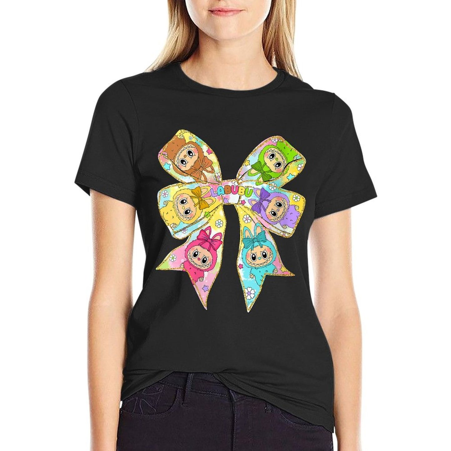Womens Coquette Bow Labubu Eco-friendly Material T-Shirt