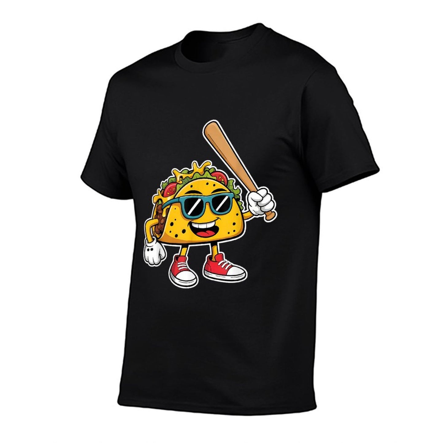 Funny Taco Playing Baseball Mexican Cinco De Mayo Kids Ribbed Collar T-Shirt