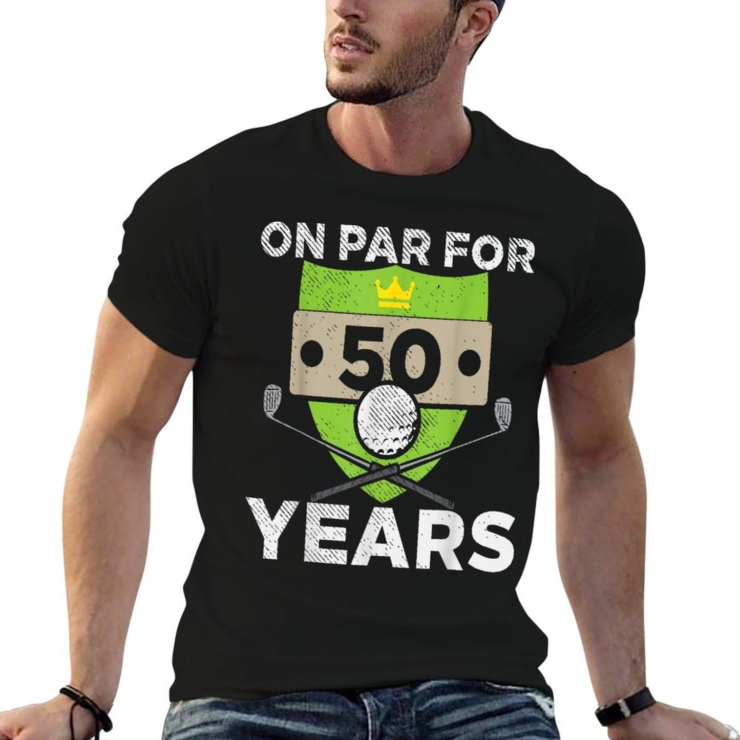 On Par For 50 Years Cool 50th Birthday Golfing Golfer Men Polyester Blend T-Shirt