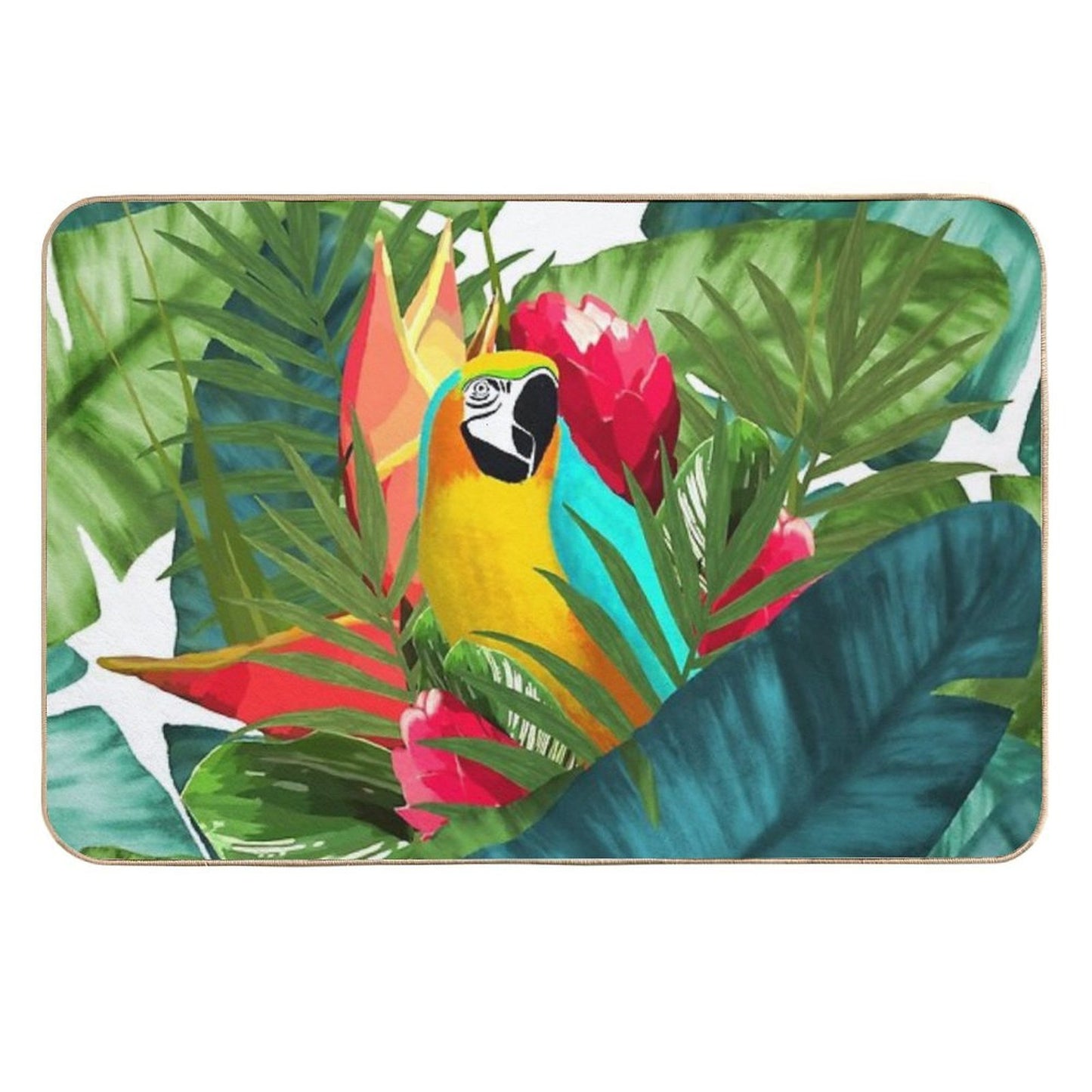 Fresh Parrot Tropical Banana Leaves Bouquet Durable Bath Mat