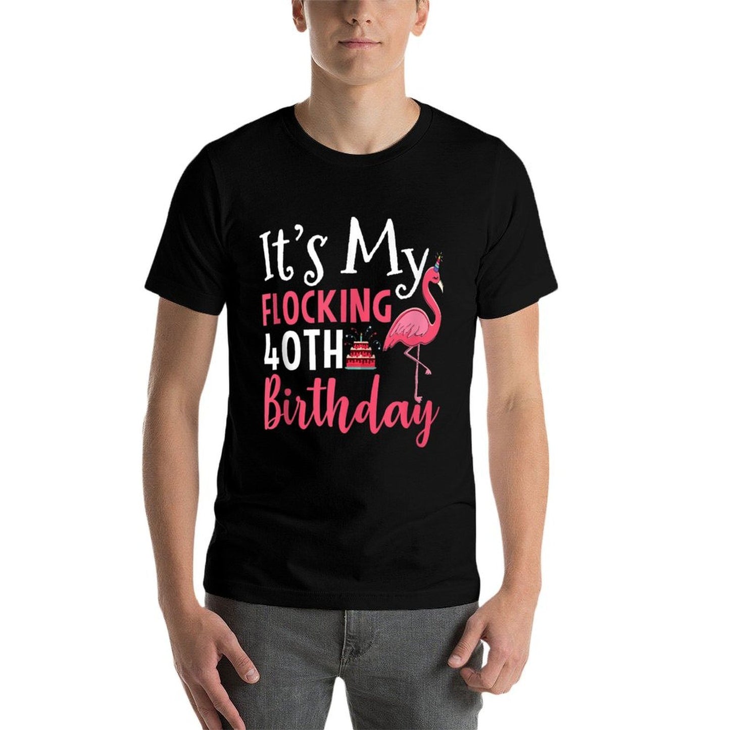 It's My Flocking 40th Birthday Pink Flamingo Birthday Party High-quality Stitching T-Shirt