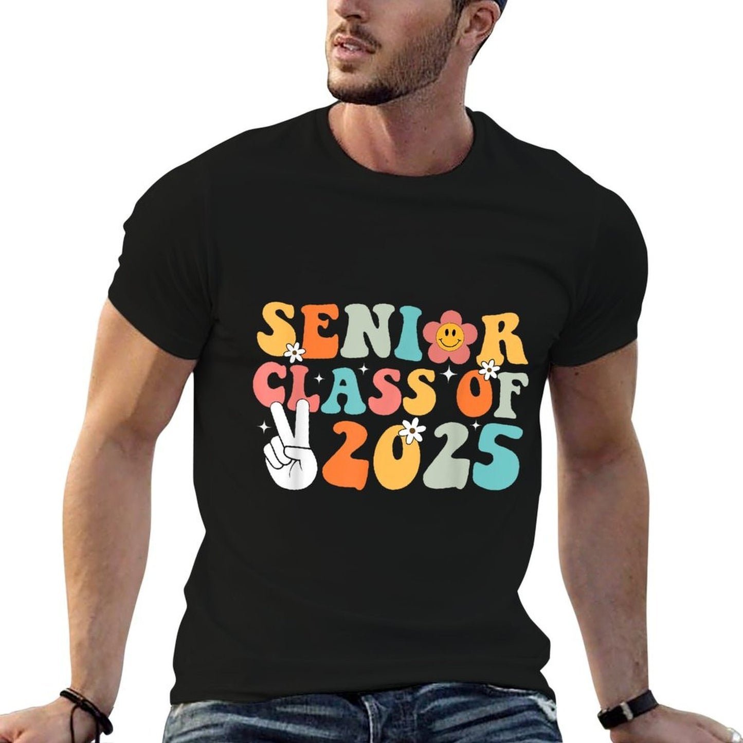 Senior 2025 Class of 2025 Seniors Graduation Retro Groovy Odor-resistant T-Shirt