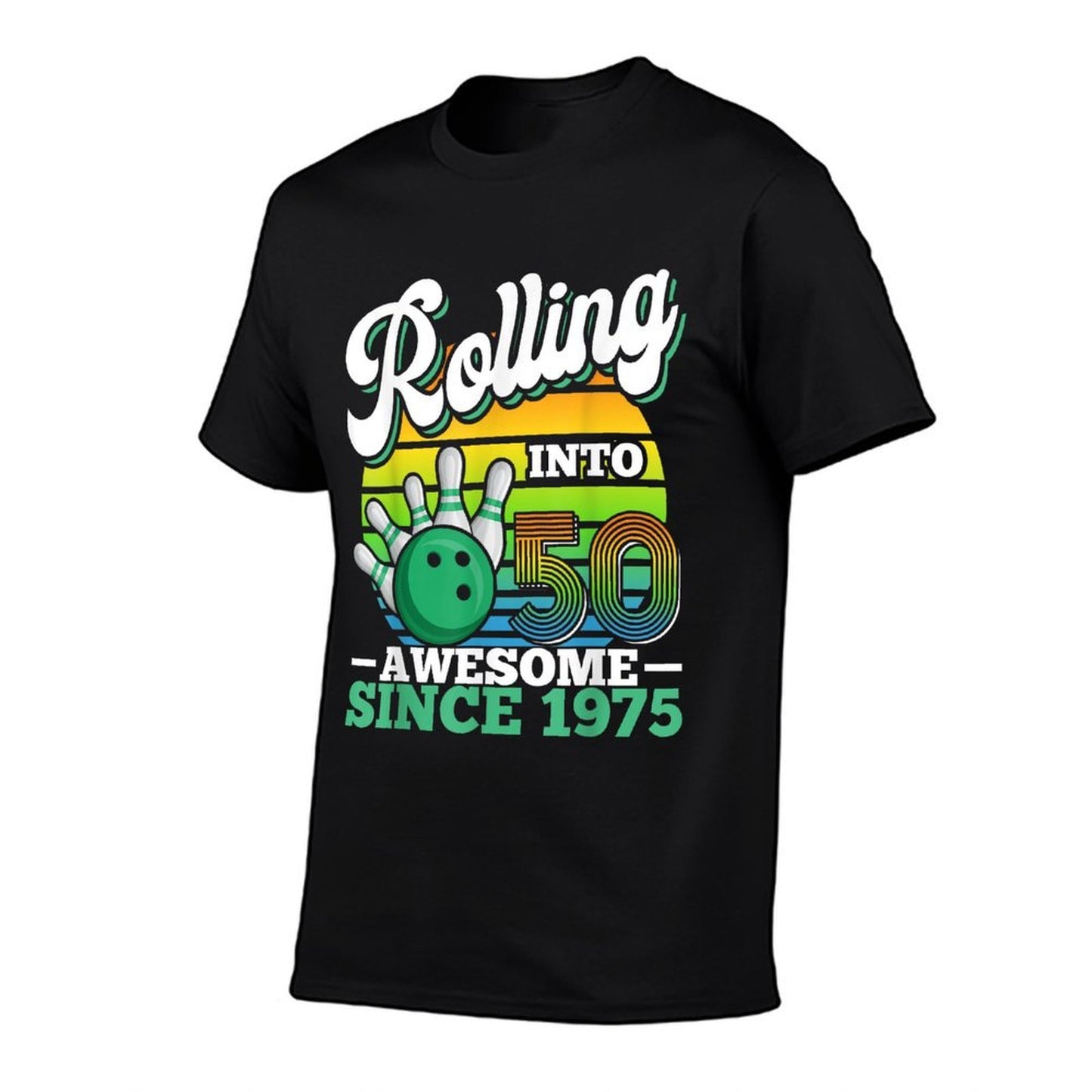 Bowling Birthday Party Rolling Into 50 Years 50th Birthday Oversized Silhouette T-Shirt