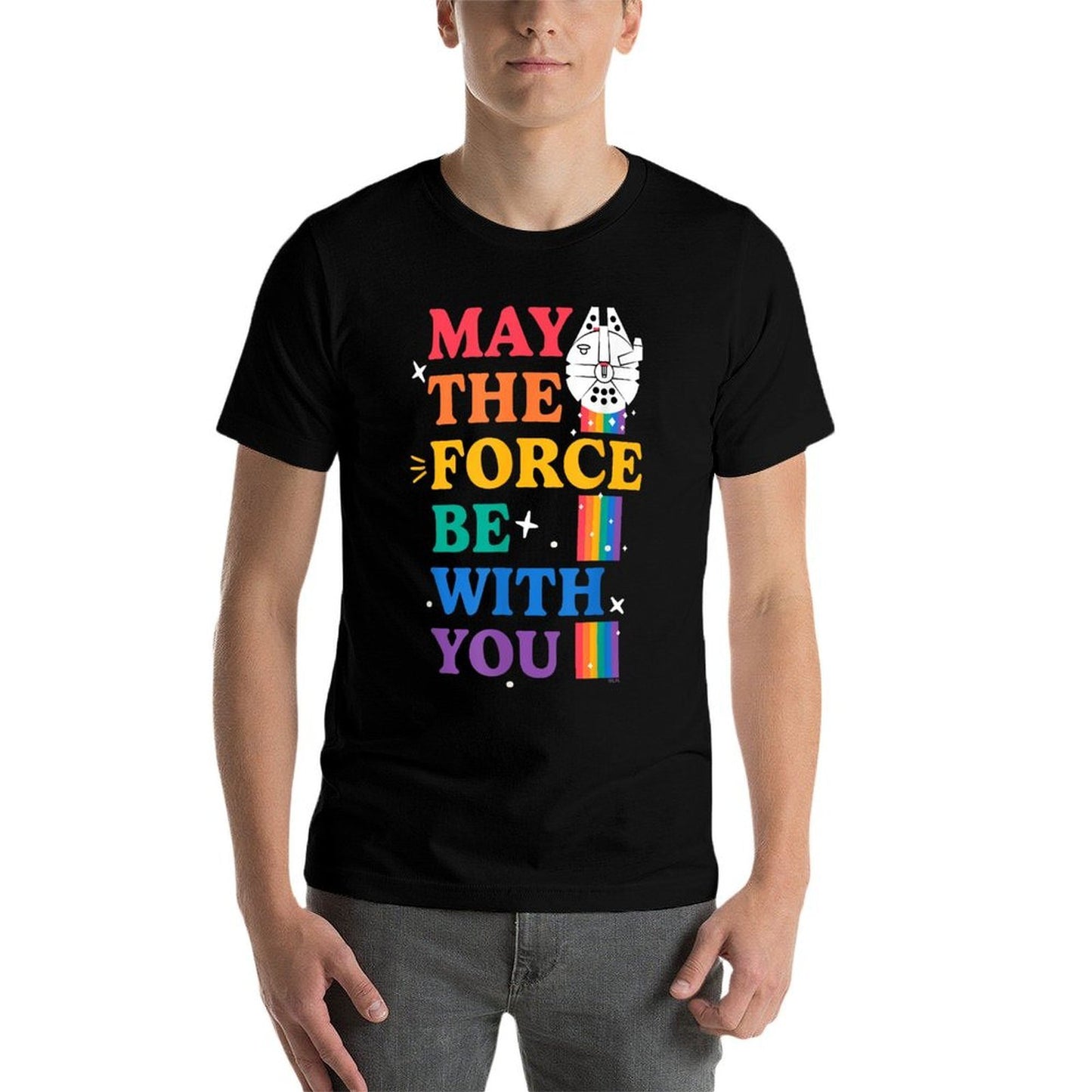 Star Wars Pride May The Force Be With You Rainbow Falcon Easy-care T-Shirt