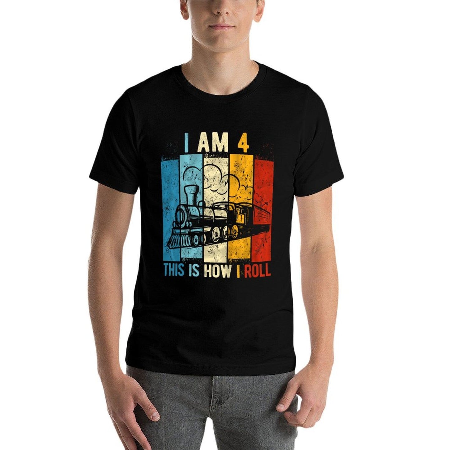 4th Birthday Boy Train 4 Year Old Birthday Soft T-Shirt