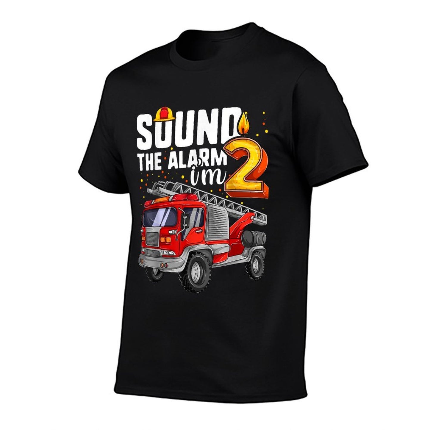 2 Years Old Firetruck, Birthday Toddler Firefighter Heathered Texture T-Shirt