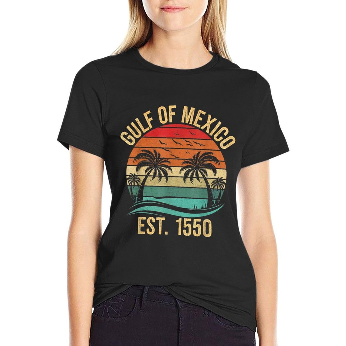 Gulf of Mexico Women Est 1550 Retro Vintage Beach Eco-friendly Material T-Shirt