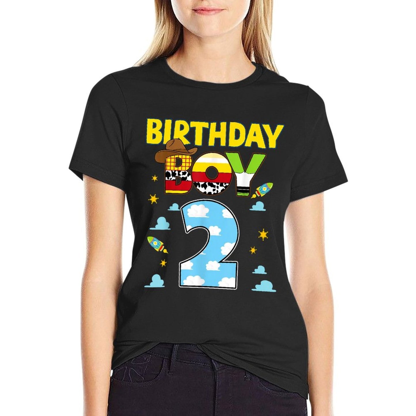 Western Family Birthday Boy 2 Cowboy 2nd Birthday Trendy Pattern T-Shirt