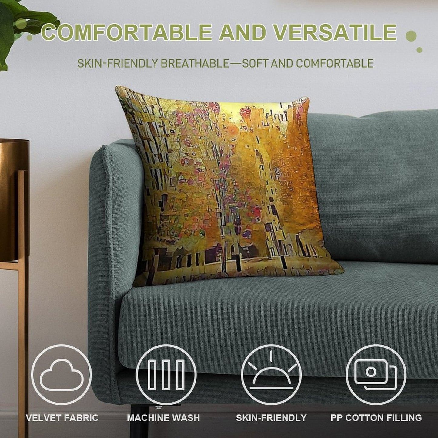 Klimt Trees Soft Luxury Feel Throw Pillow