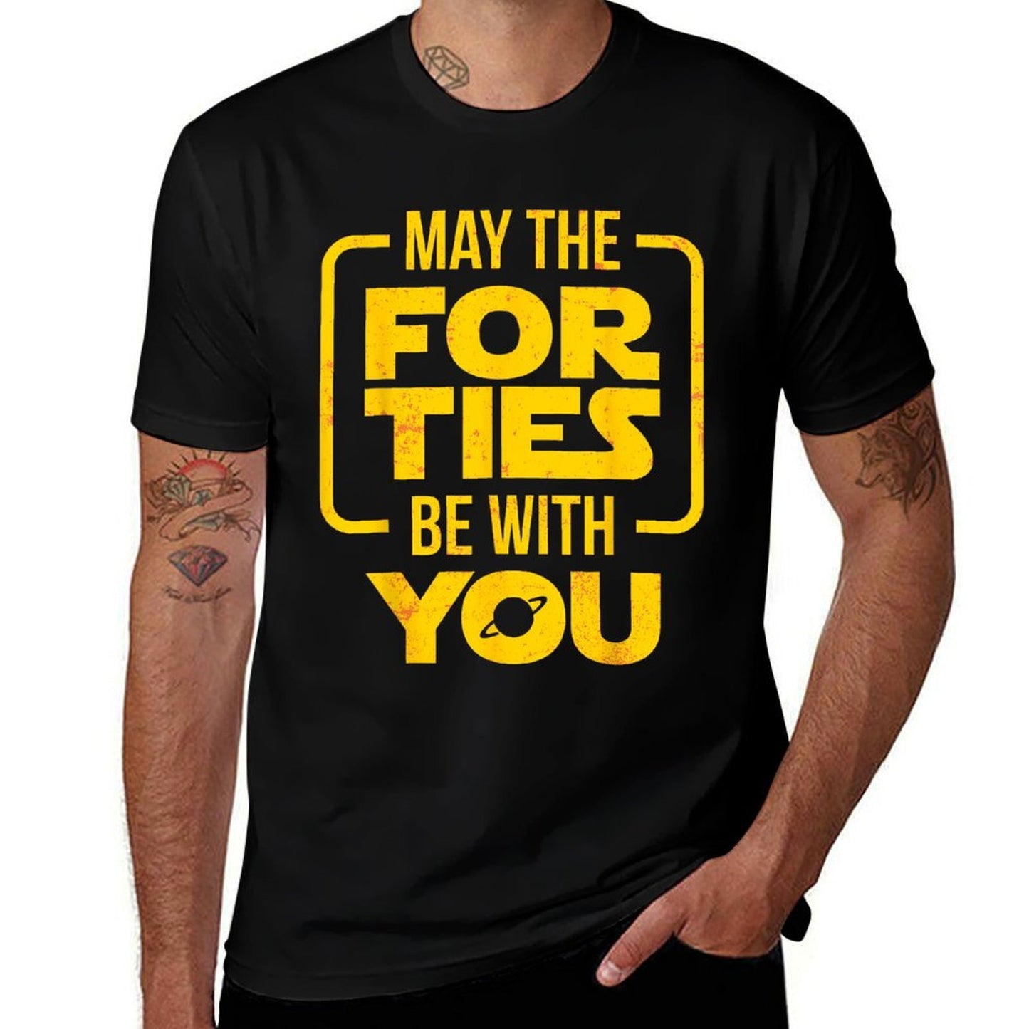 Funny 40th Birthday T-shirt - May The Forties Be With You Moisture-wicking T-Shirt