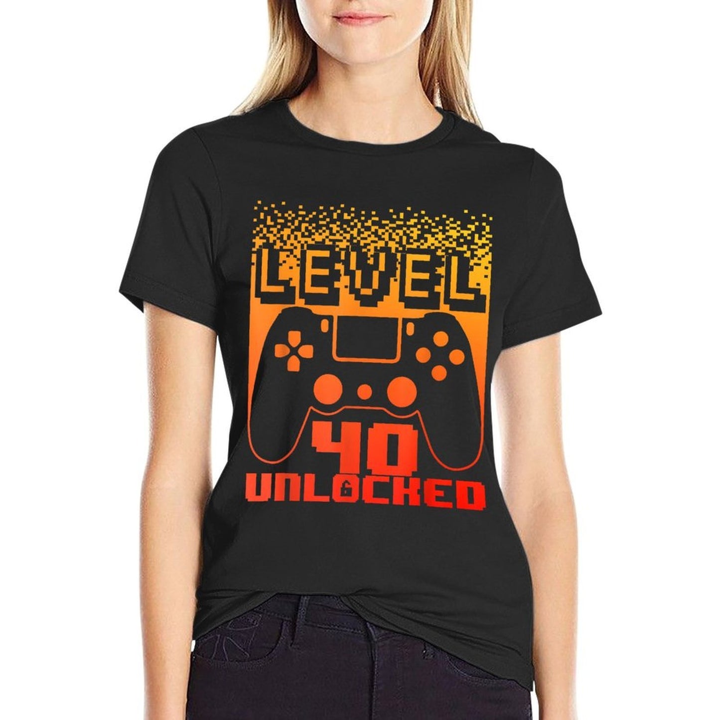 40th Birthday For Men Level 40 Unlocked Gamer 40 Year Old Easy-care T-Shirt