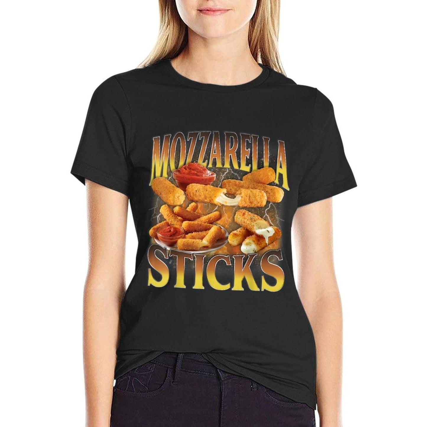 Mozzarella Cheese Stick Gen Z Humor Funny Cheese Sticks Meme High-quality Stitching T-Shirt
