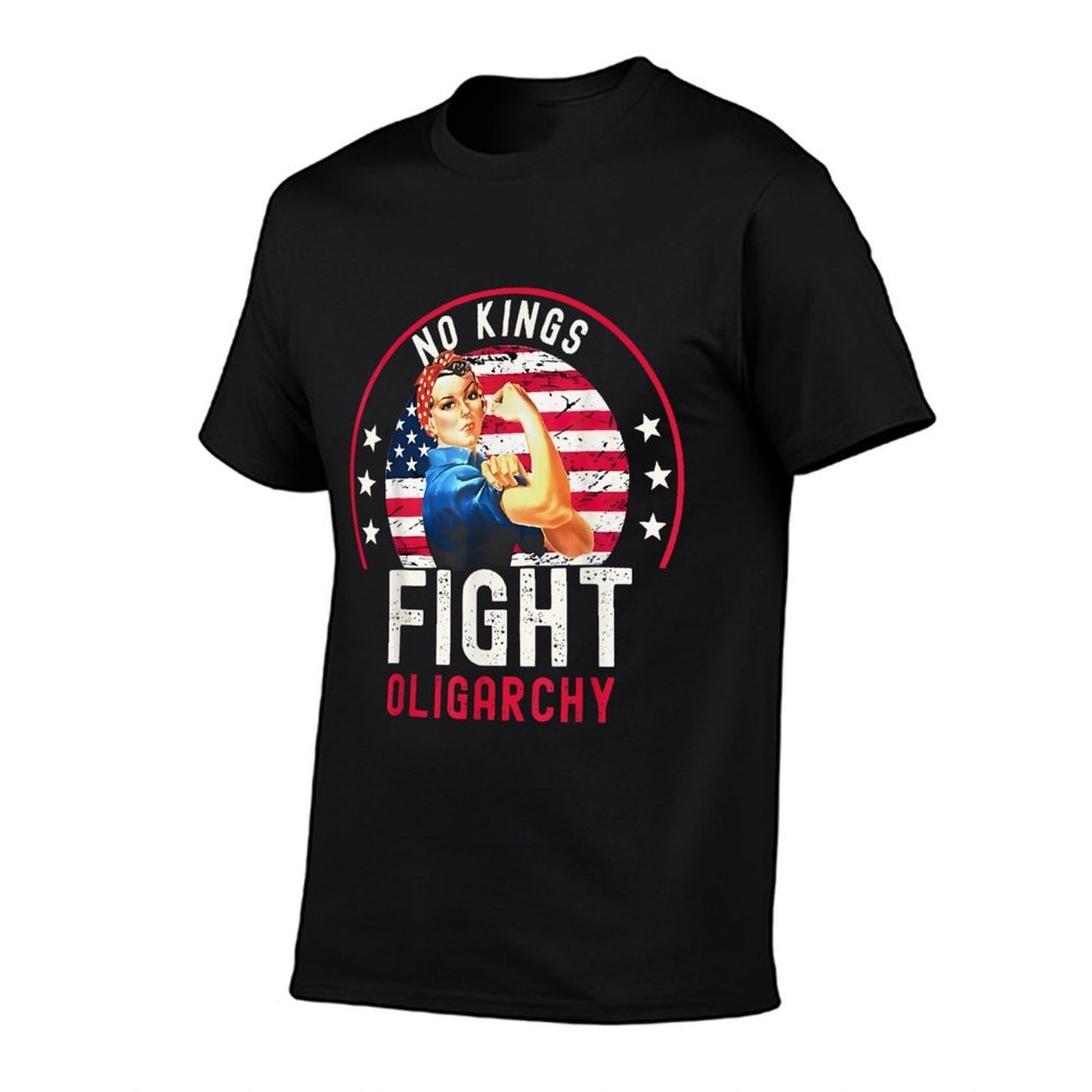 Vintage No Kings Fight Oligarchy Woman's Girl America Slim-fit Cut T-Shirt