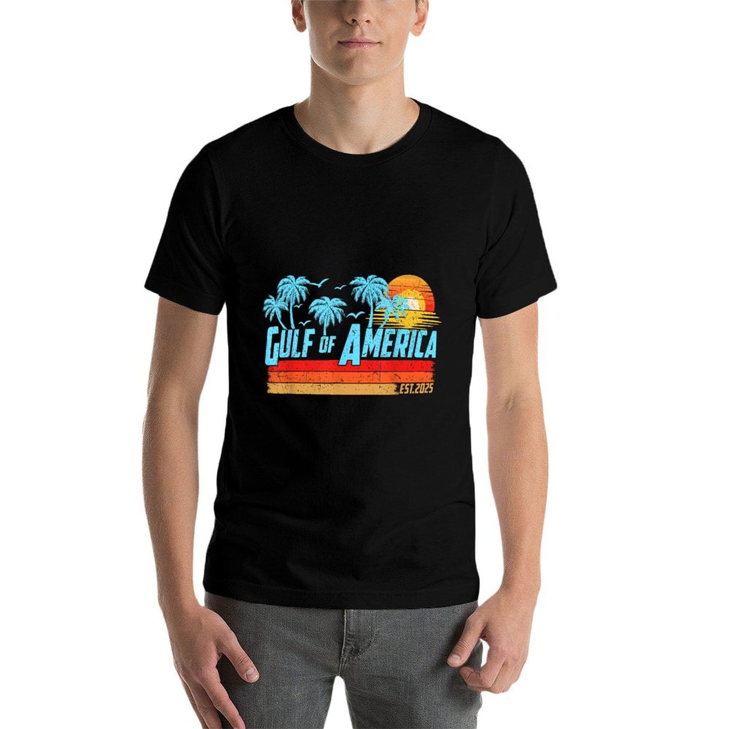 Retro Gulf Of USA America 2025 American Flag Gulf Mexico Trendy Pattern T-Shirt