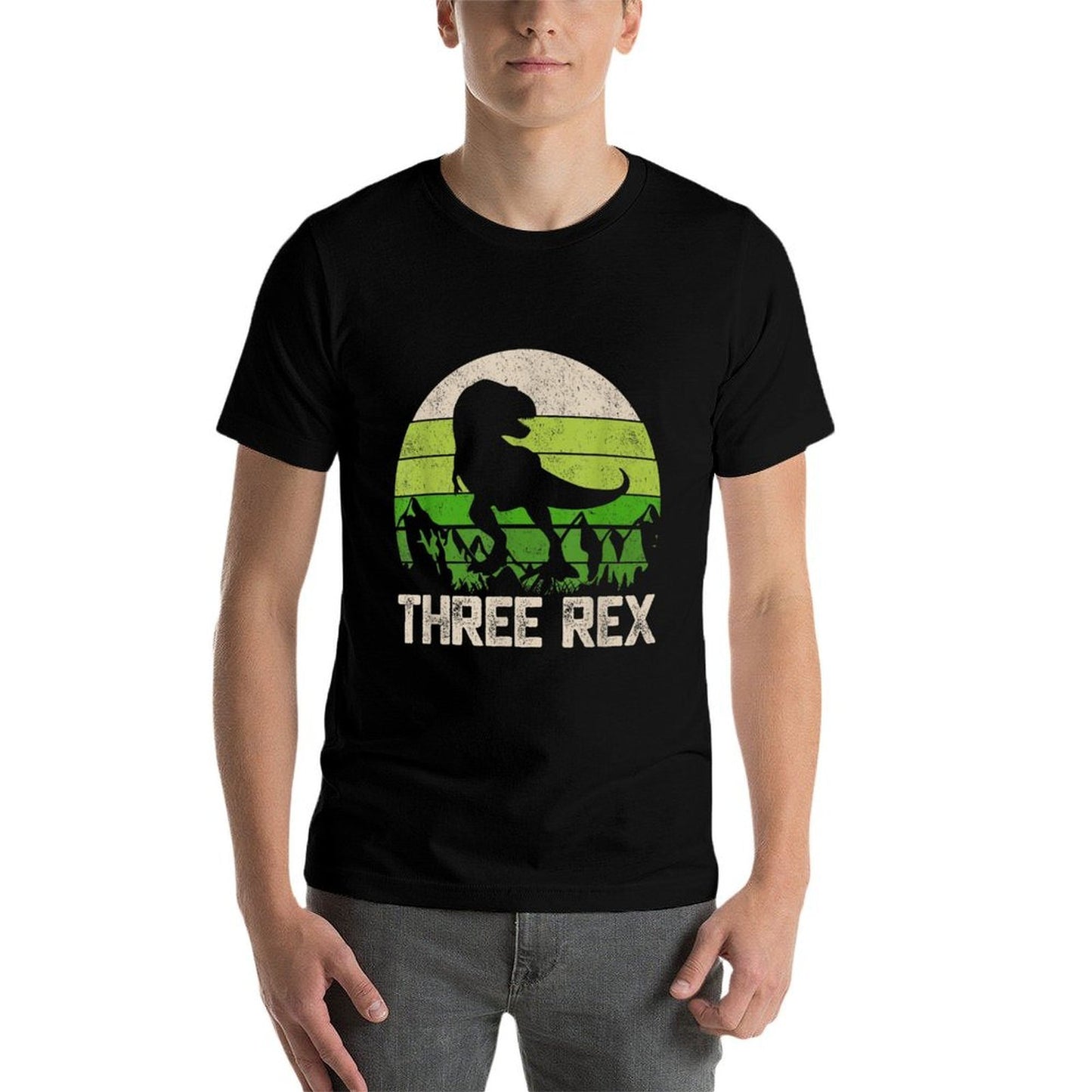 3 Year Old 3rd Birthday Three Rex Kids Slim-fit Cut T-Shirt