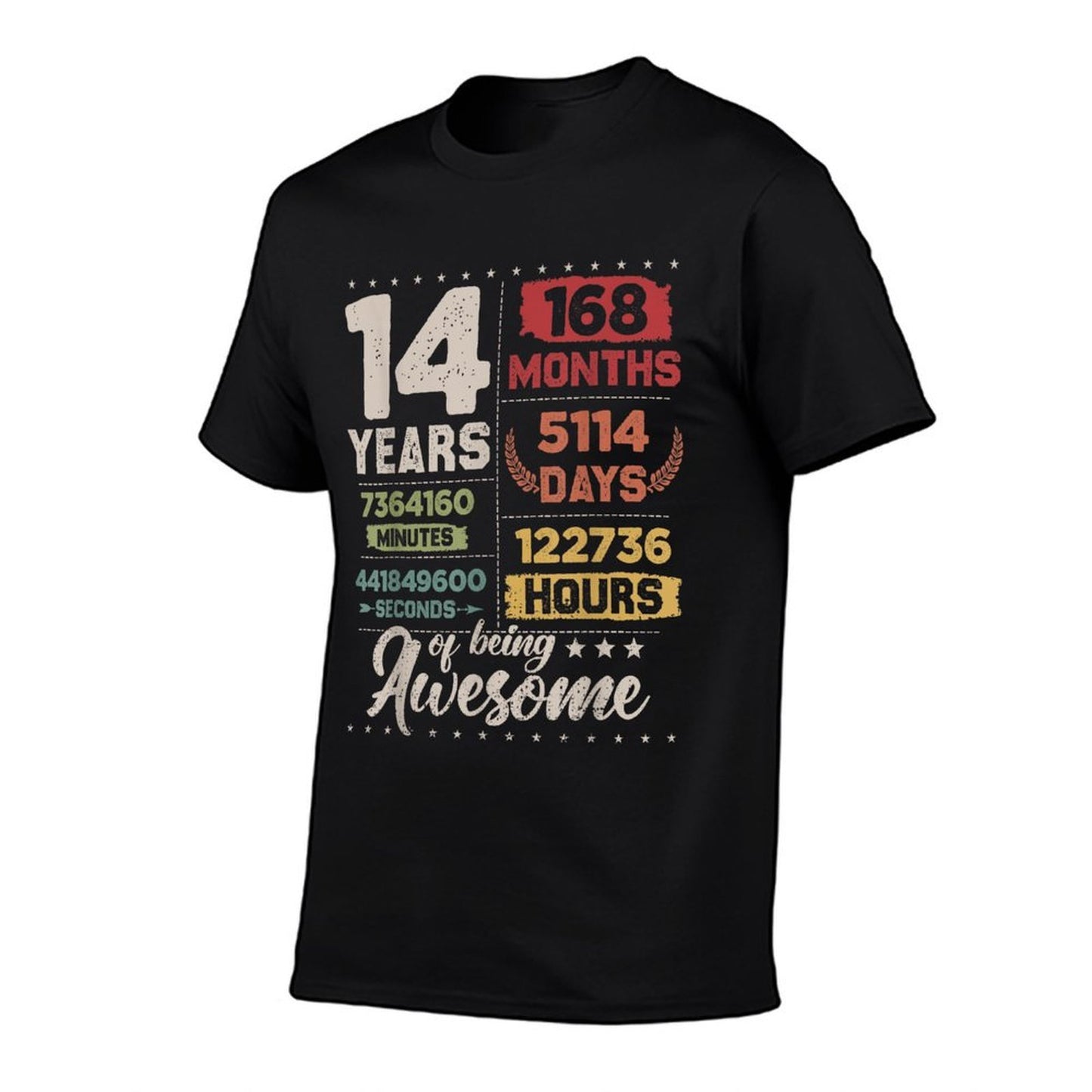 14 Years Of Being Awesome Retro Countdown 14th Birthday Affordable Price T-Shirt