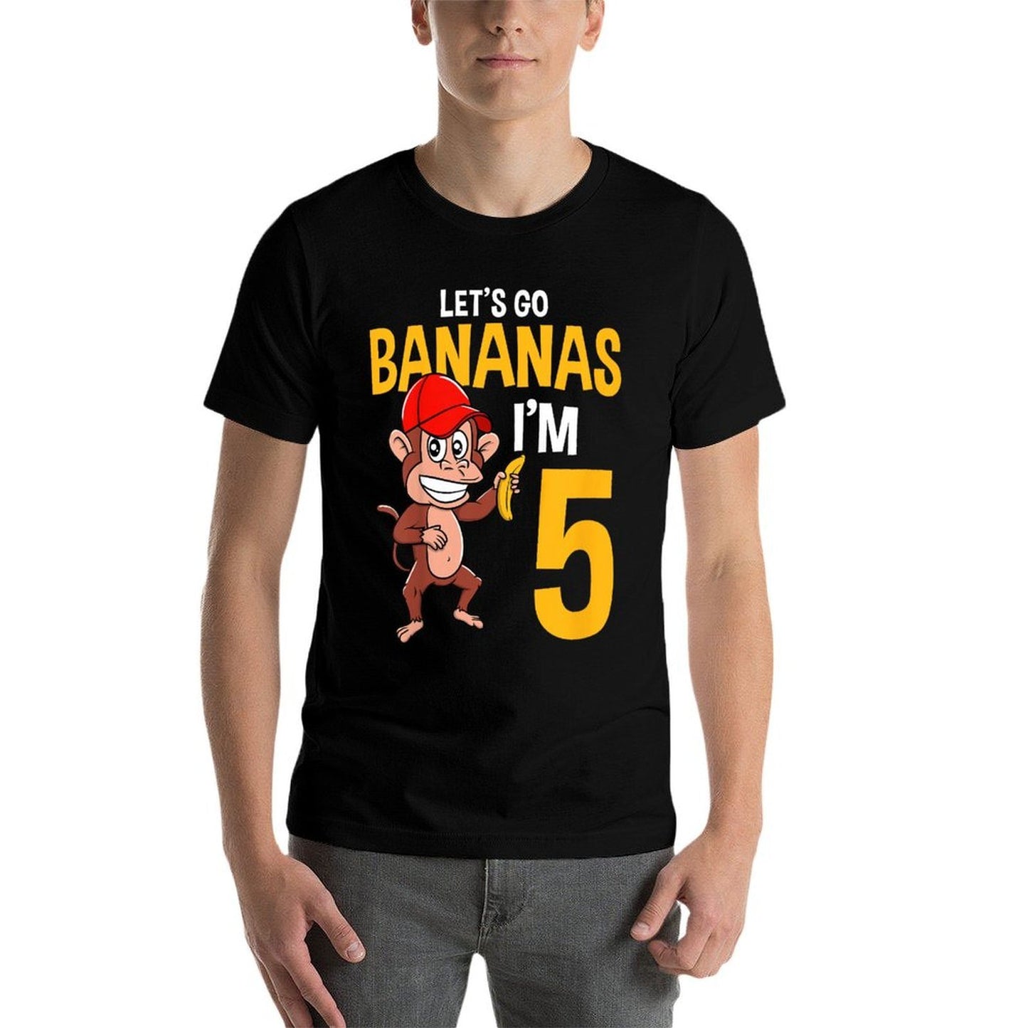 Kids Lets Go Bananas 5th Birthday Monkey 5 Year Old Boy Girl Vintage-inspired T-Shirt