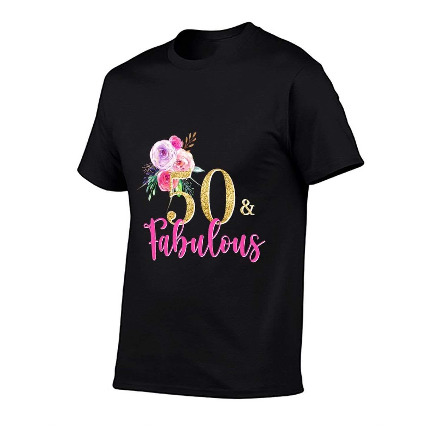Womens Womens 50th Birthday Watercolor Flowers Cute Fabulous Premium Affordable Price T-Shirt
