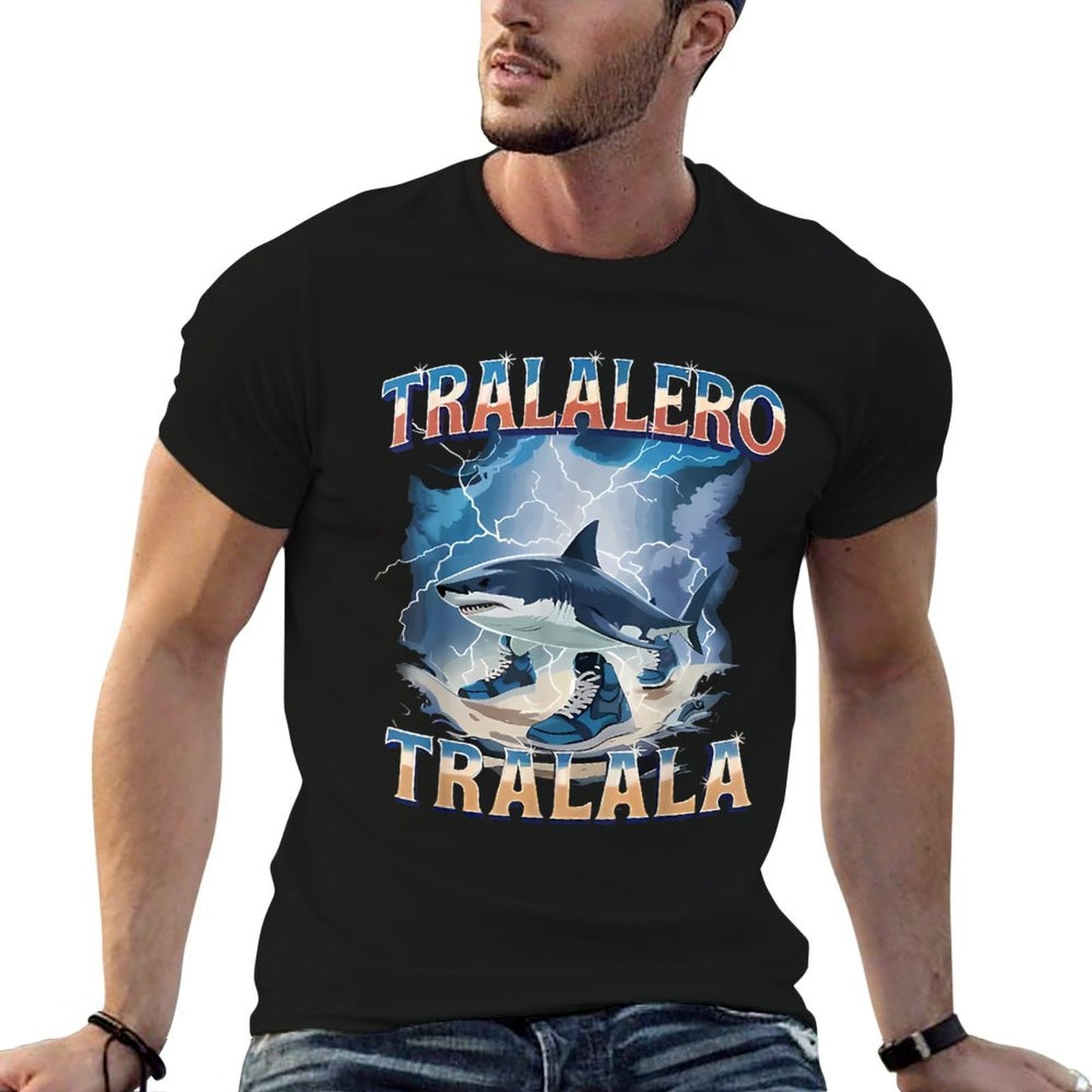 Tralalero Tralala Funny Shark Italian Brainrot Meme Graphic-printed T-Shirt
