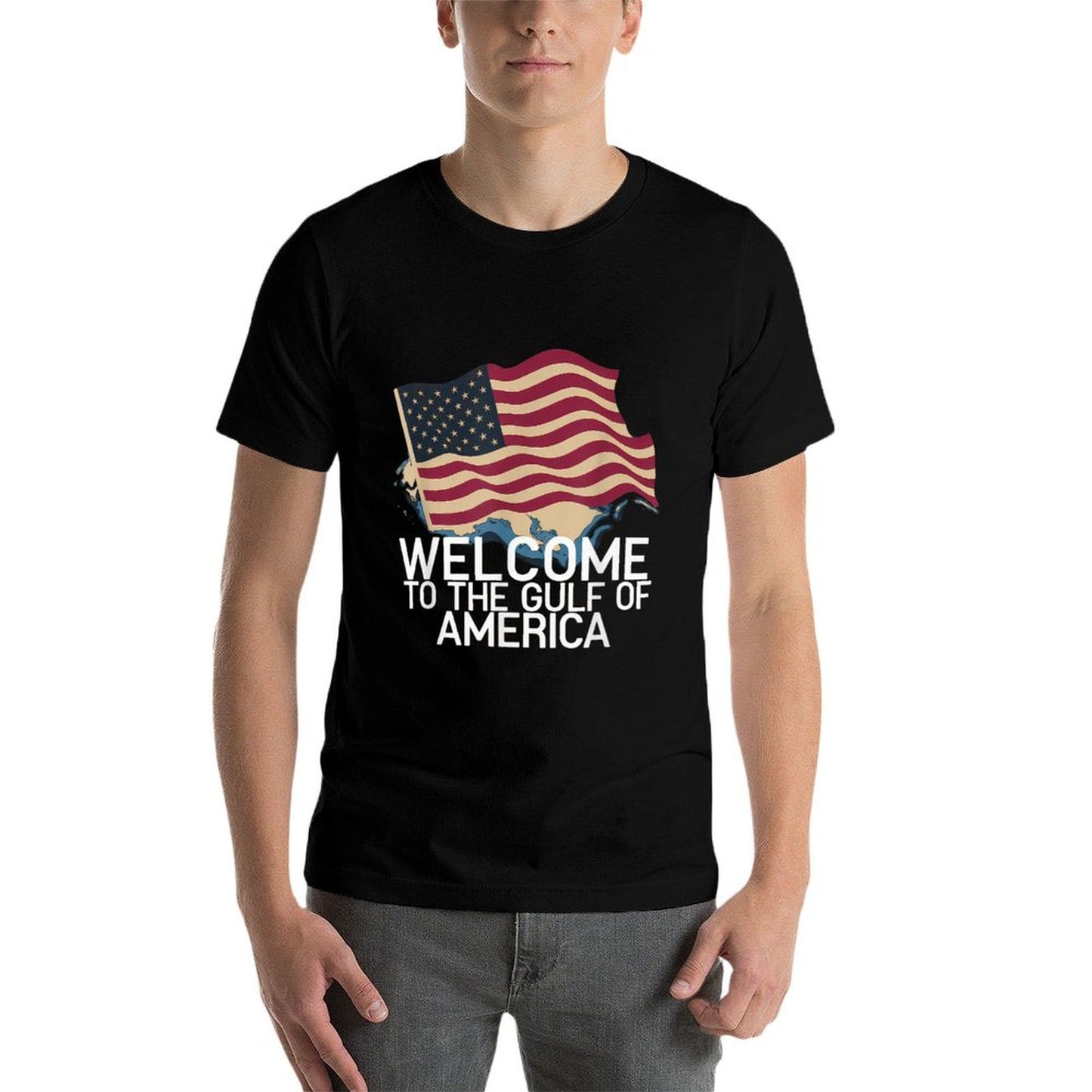 Gulf Of USA America Gift Men Women Flag Beach Relaxed-fit T-Shirt