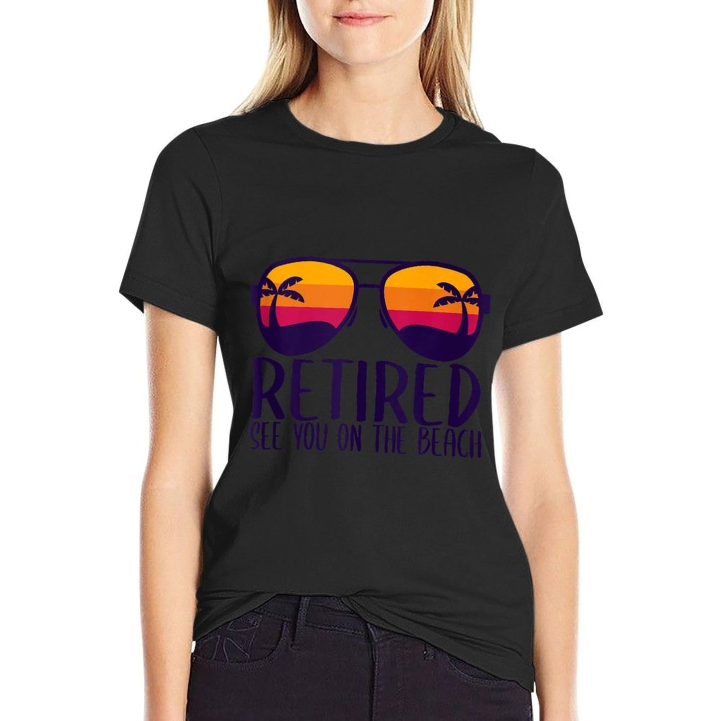 Retired See You On The Beach Funny Retirement Party Gift Polyester Blend T-Shirt