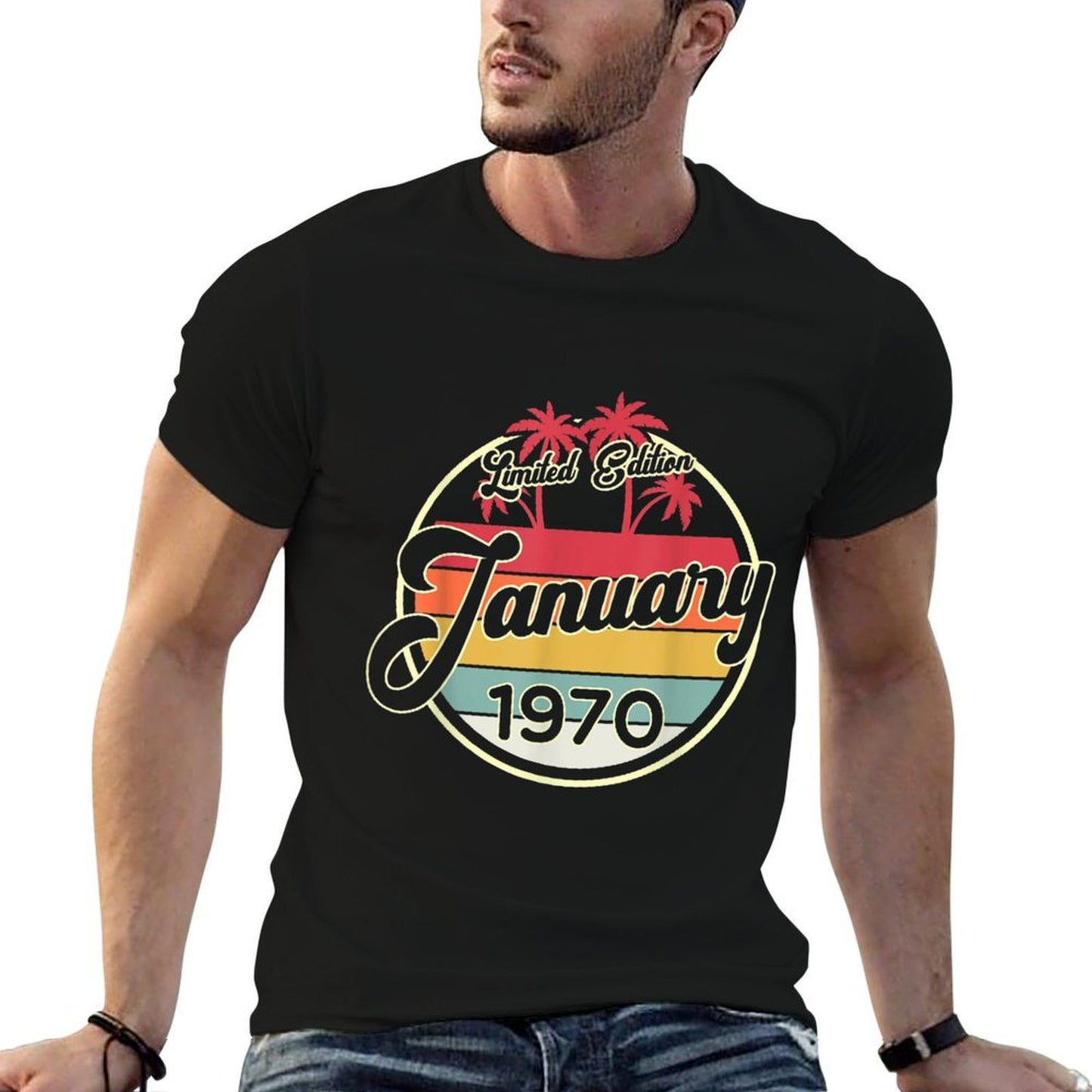 Vintage 80s January 1970 50th Birthday Gift Versatile T-Shirt