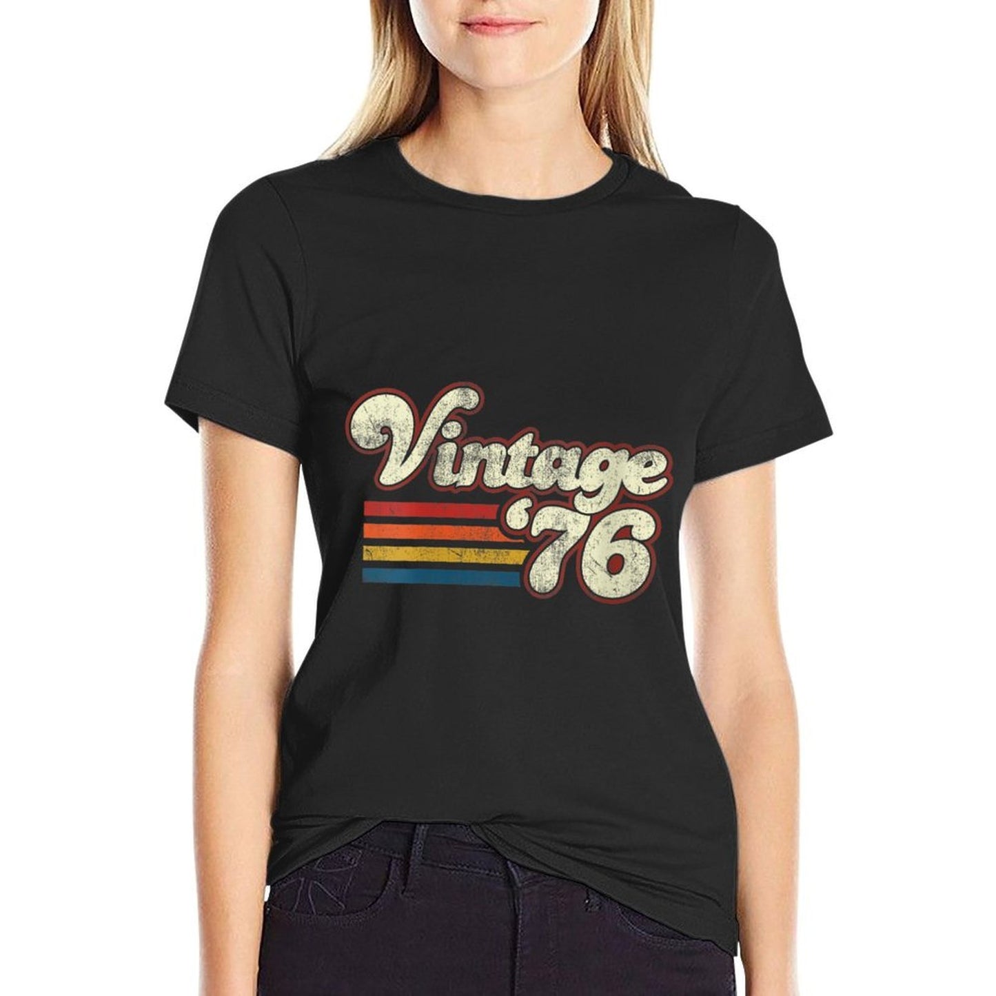 Womens Vintage 1976 Birthday Summer-ready Fabric T-Shirt