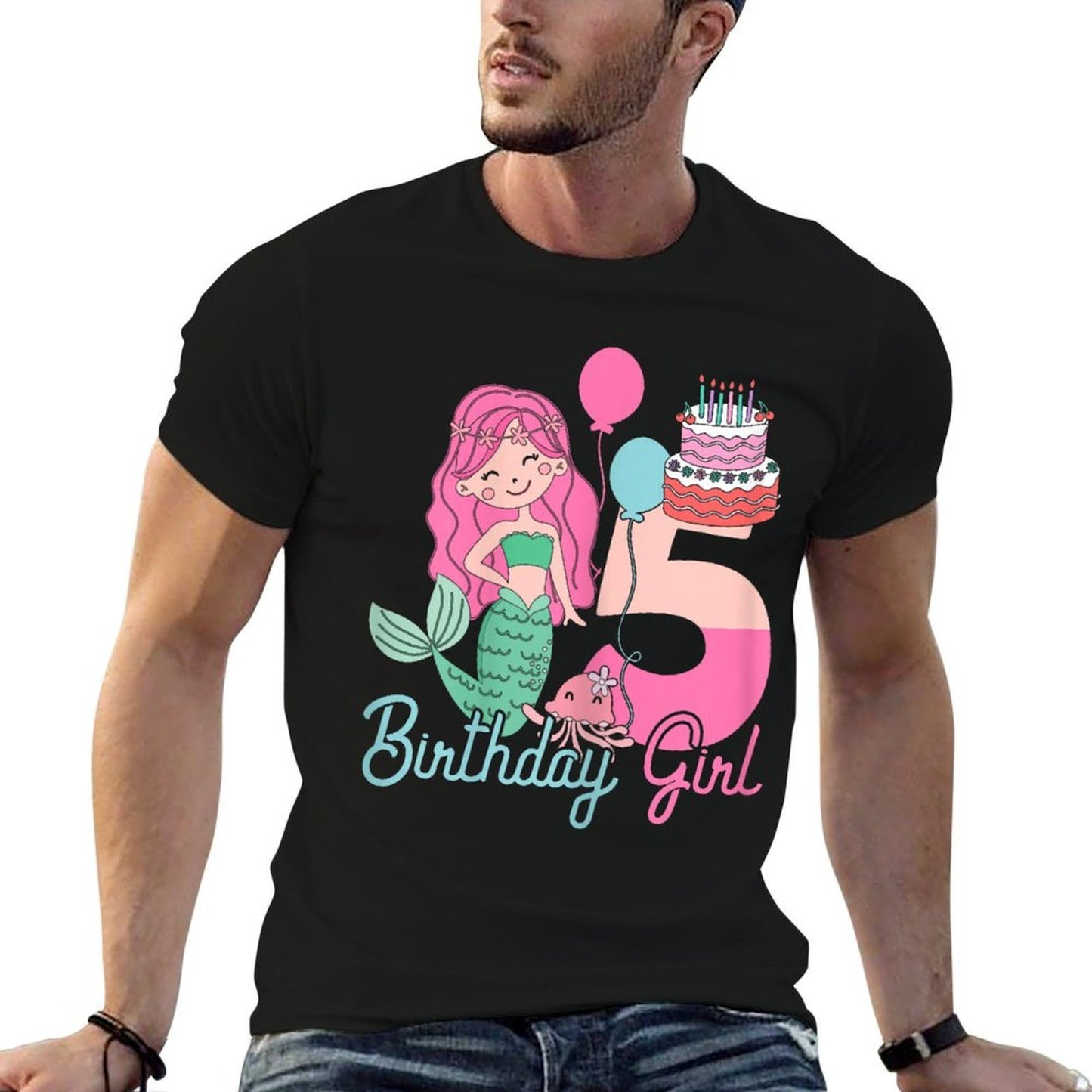 5 Years Old Birthday Girl Gifts Mermaid 5th Birthday Wrinkle-resistant T-Shirt