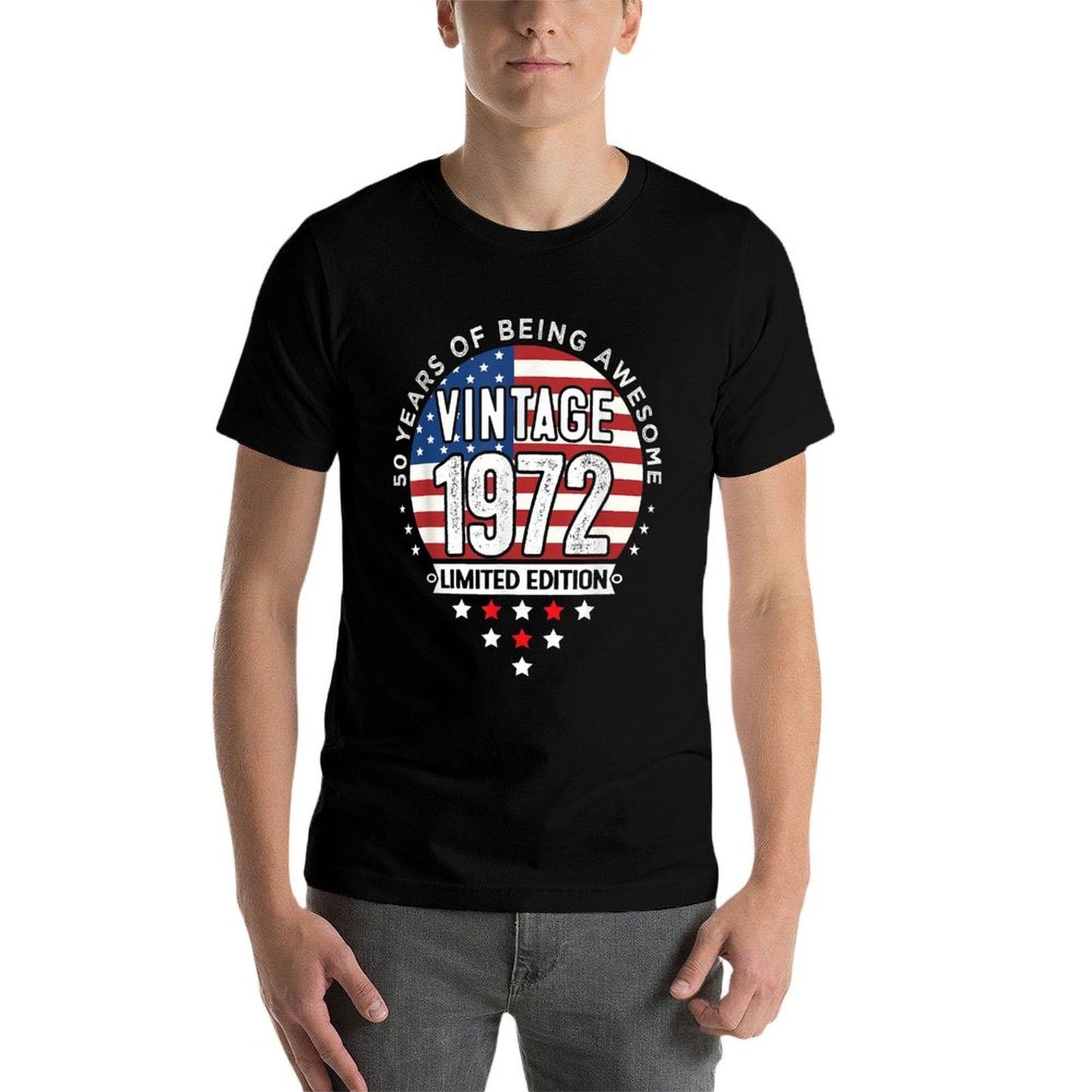 50 Year Old Gifts Vintage 1972 Limited Edition 50th Birthday Ribbed Collar T-Shirt