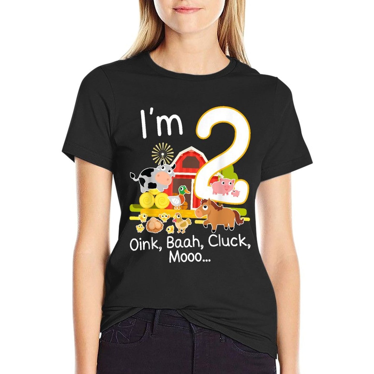 2nd Birthday 2 Year Old Farm Animal Family B-Day Famer Party Eco-friendly Material T-Shirt