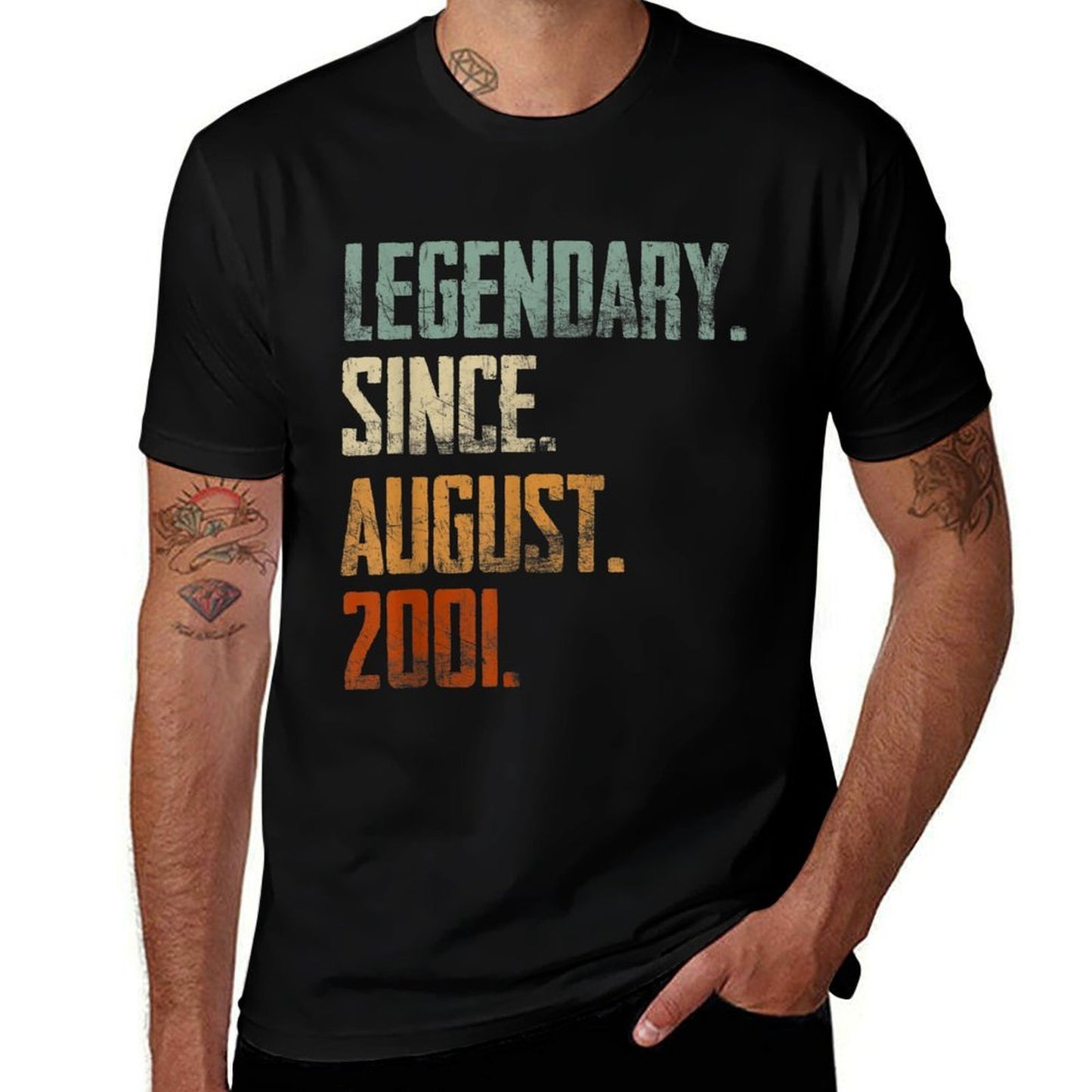 21 Years Old Gifts Legend Since August 2001 21st Birthday Slim-fit Cut T-Shirt