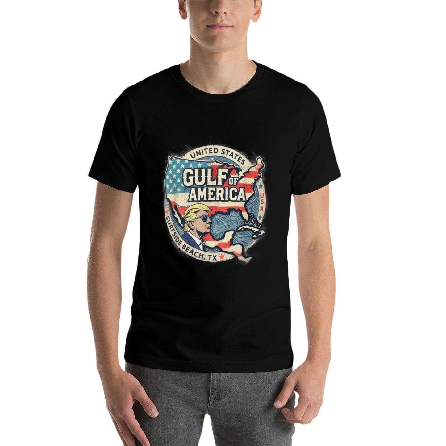 Gulf of USA America Funny USA Flag Men Women Affordable Price T-Shirt