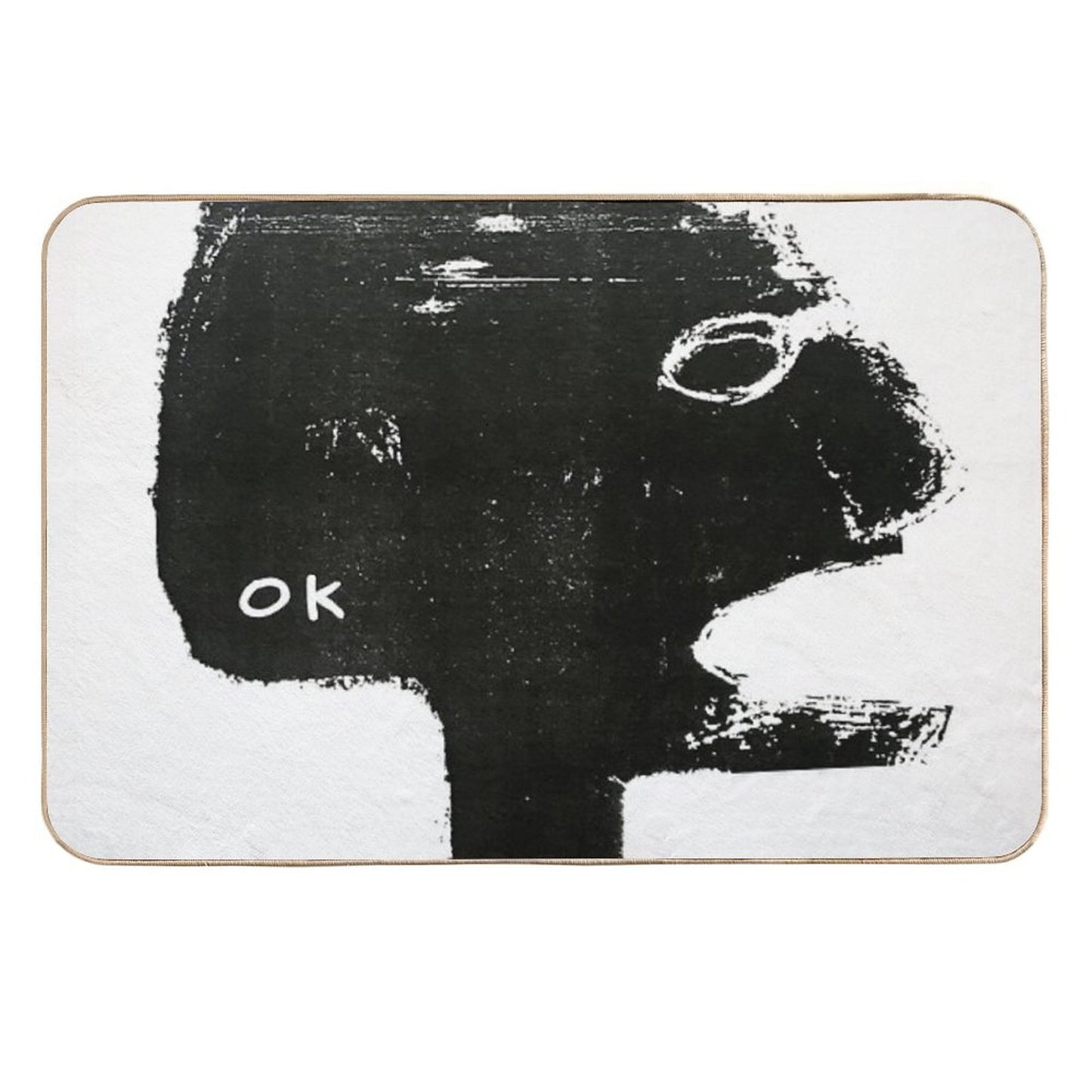 OK Monochrome Illustration Absorbent Bath Mat