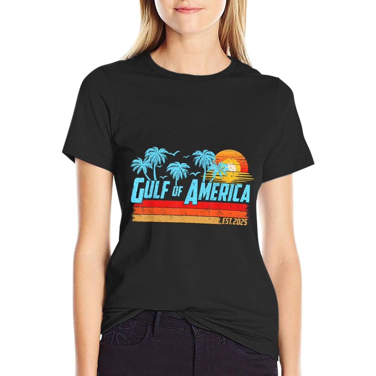 Retro Gulf Of USA America 2025 American Flag Gulf Mexico Trendy Pattern T-Shirt