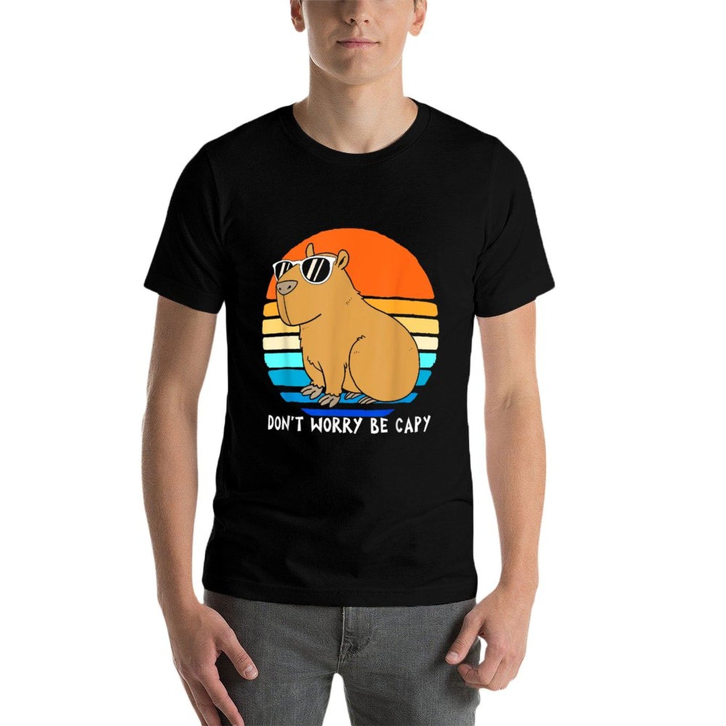 Retro Rodent Funny Capybara Dont Be Worry Be Capy Slim-fit Cut T-Shirt