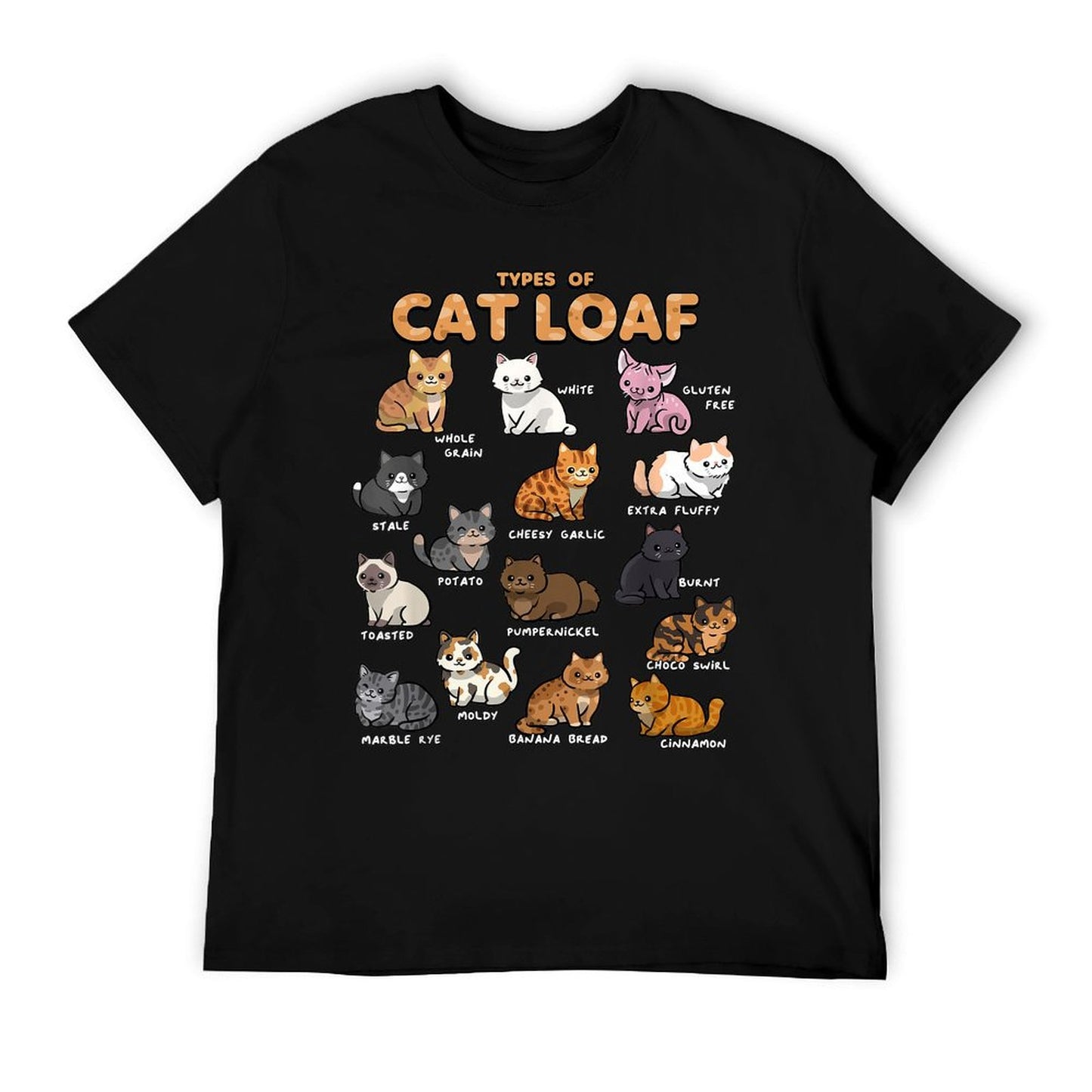 Types of Cat Loaf Cute Kitten Kawaii Cats, Cat Lover Polyester Blend T-Shirt