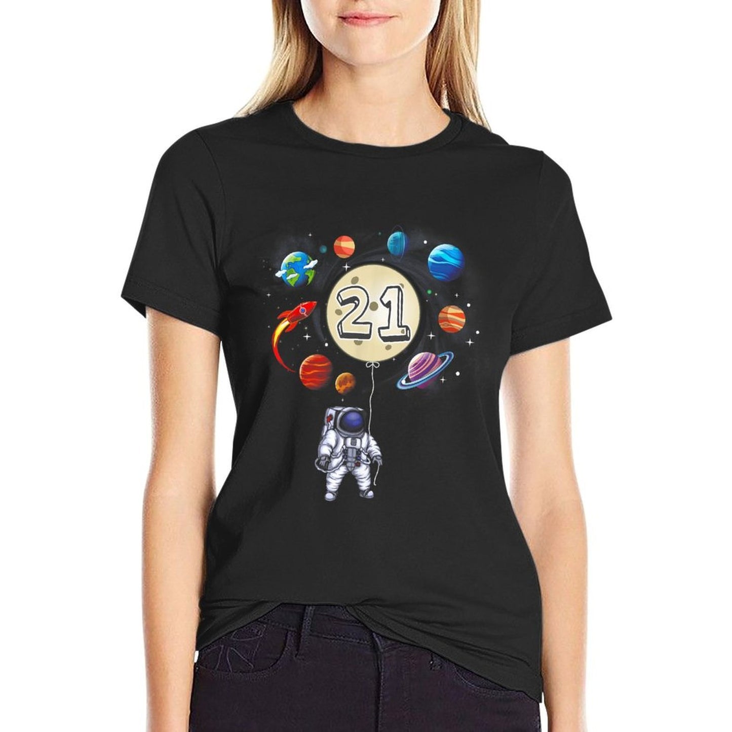 21 Years Old Birthday Astronaut Design For 21st Birthday Moisture-wicking T-Shirt