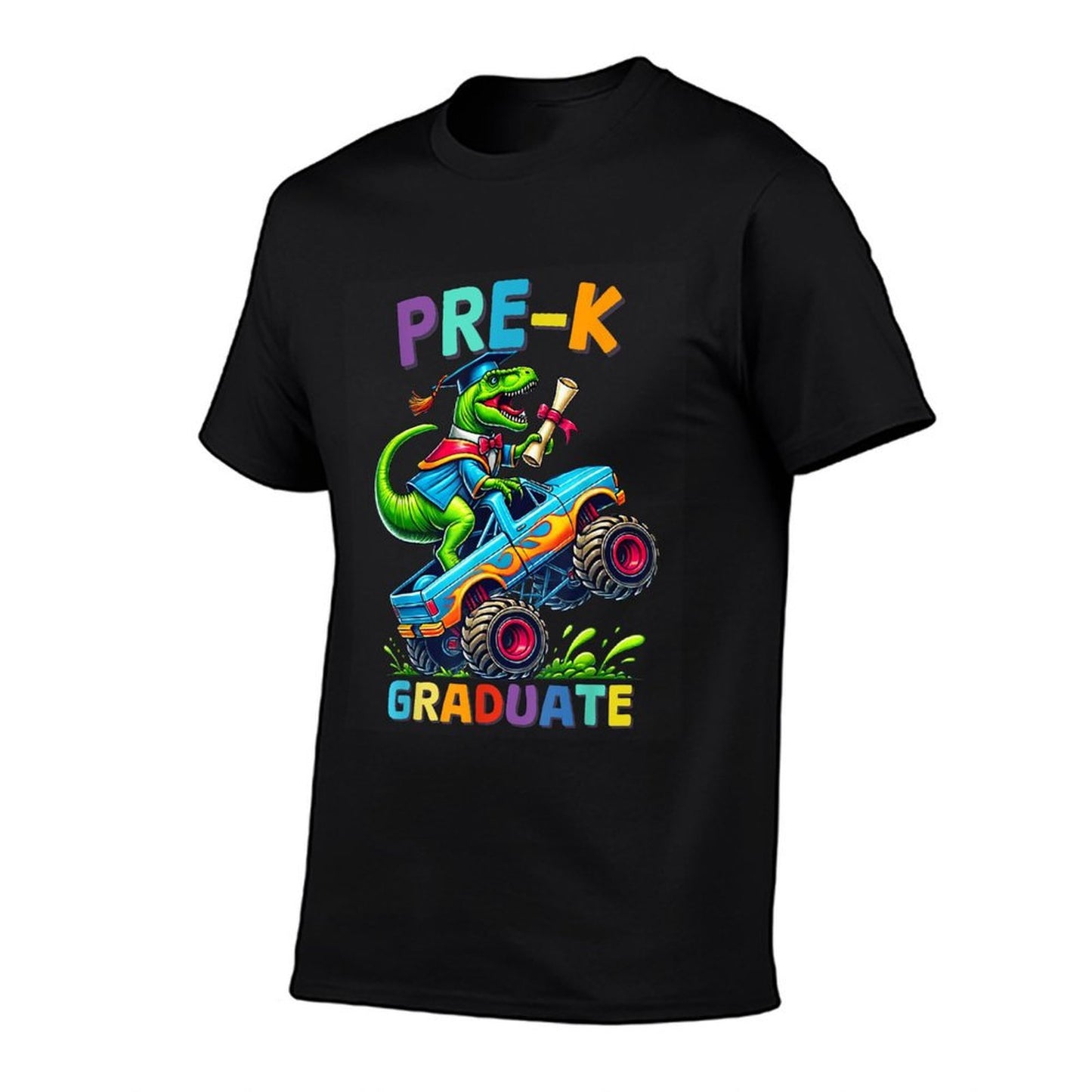 Pre-K Graduation Monster Truck Dinosaur Boys Kids Dino Tagless Design T-Shirt
