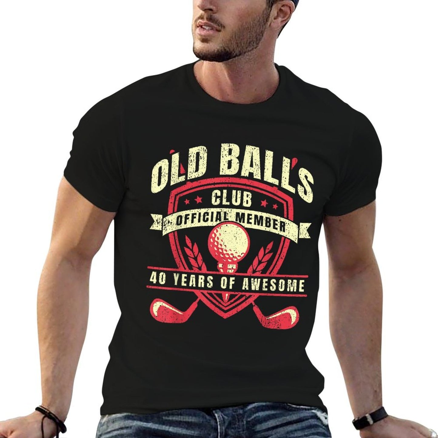 Golfer 40 Year Old Balls Golf Club I Golfing 40th Birthday Fade-proof Color T-Shirt